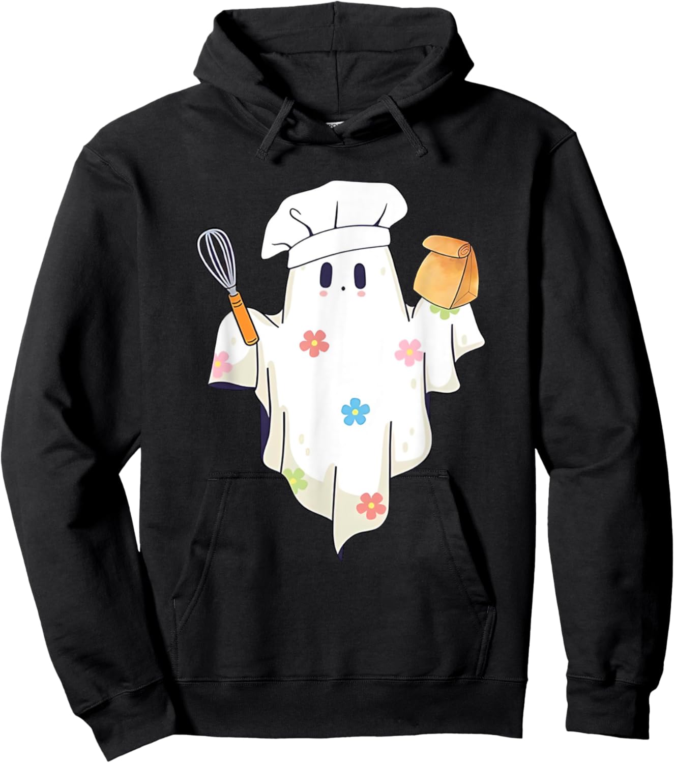 Cute Little Ghost Chef Funny Lunch Lady Cafeteria Costume Hoodie - Hoodie | Black