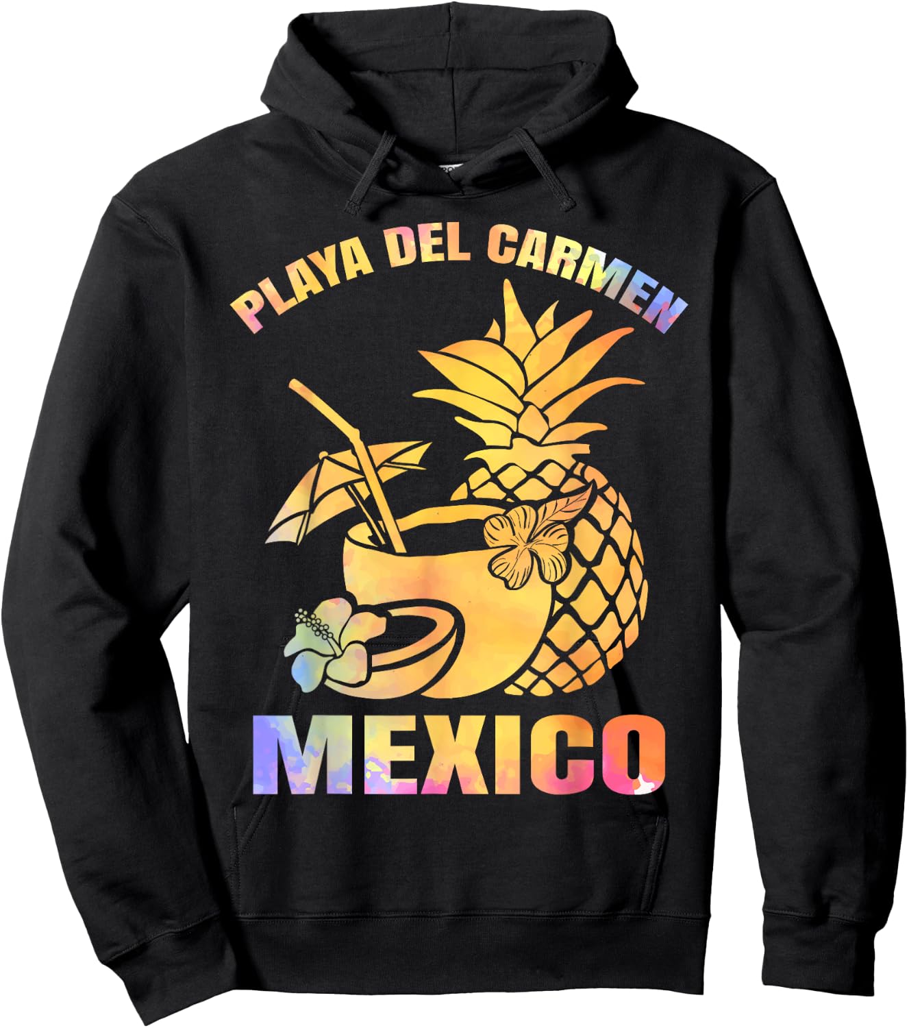 Summer Vacation Retro Sunset Mexico Playa Del Carmen Beach Hoodie - Hoodie | Black