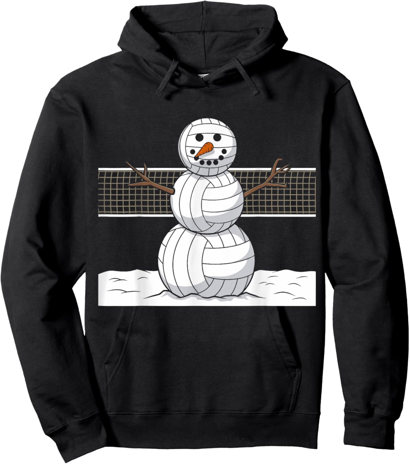 Funny Volleyball Snowman Balls Snow Winter Holiday Hoodie - Hoodie | Black