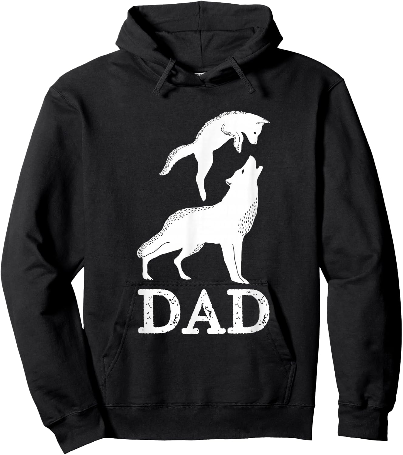 Dad Wolf & Baby Wolf and Love Family Design - Fathers Day Hoodie - Hoodie | Black