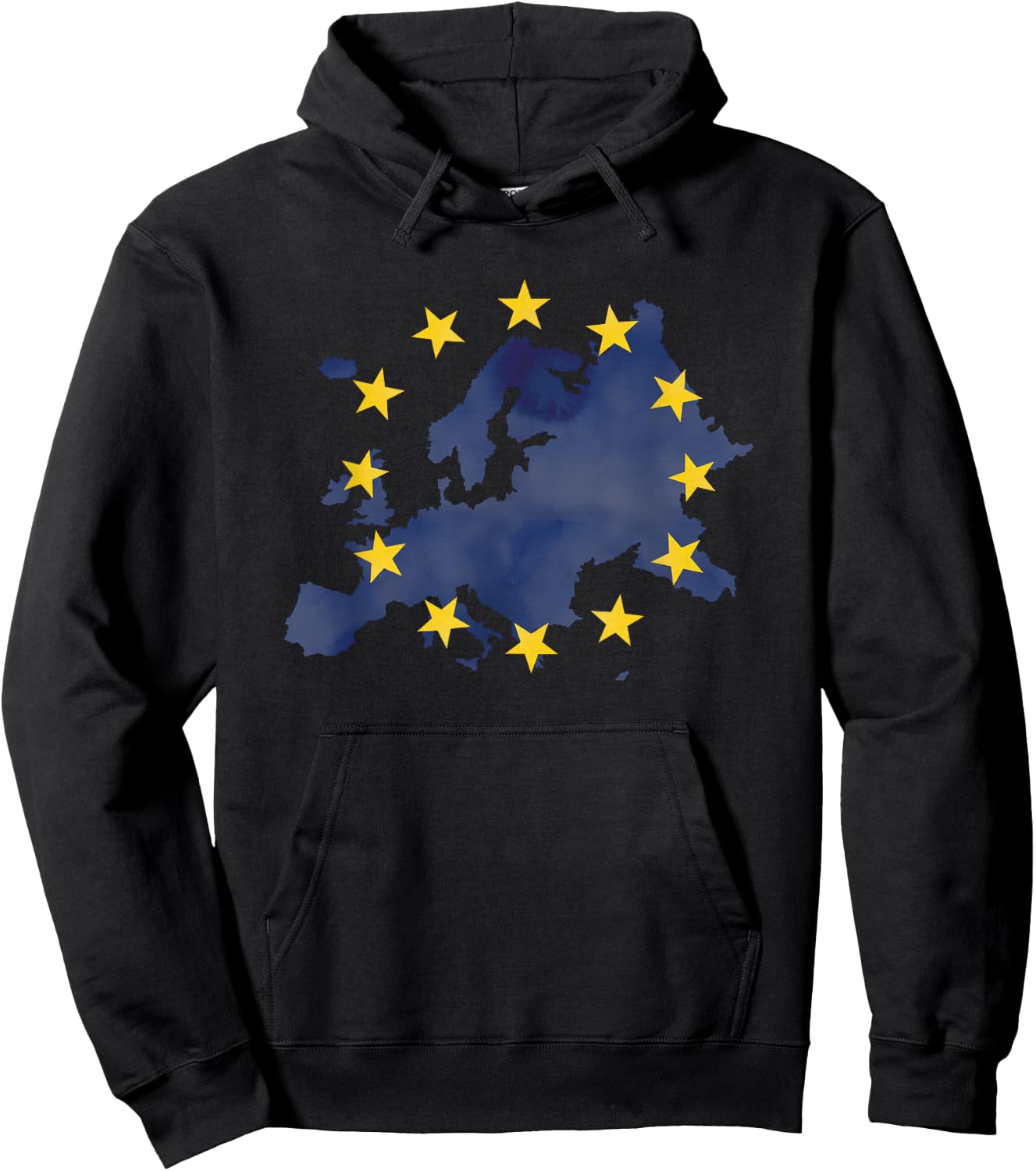 Map of Europe European Union Yellow Stars Starry Night EU Hoodie - Hoodie | Black