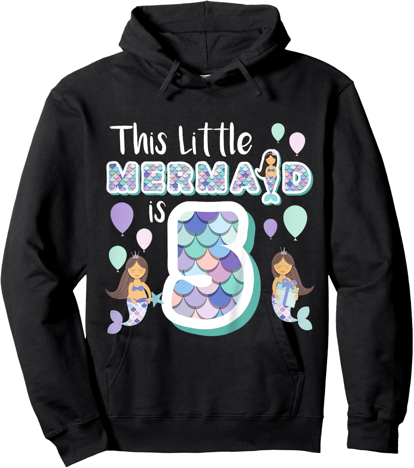 5 Year Old Mermaid Birthday Party Theme Girl 5th Girls Gift Hoodie - Hoodie | Black