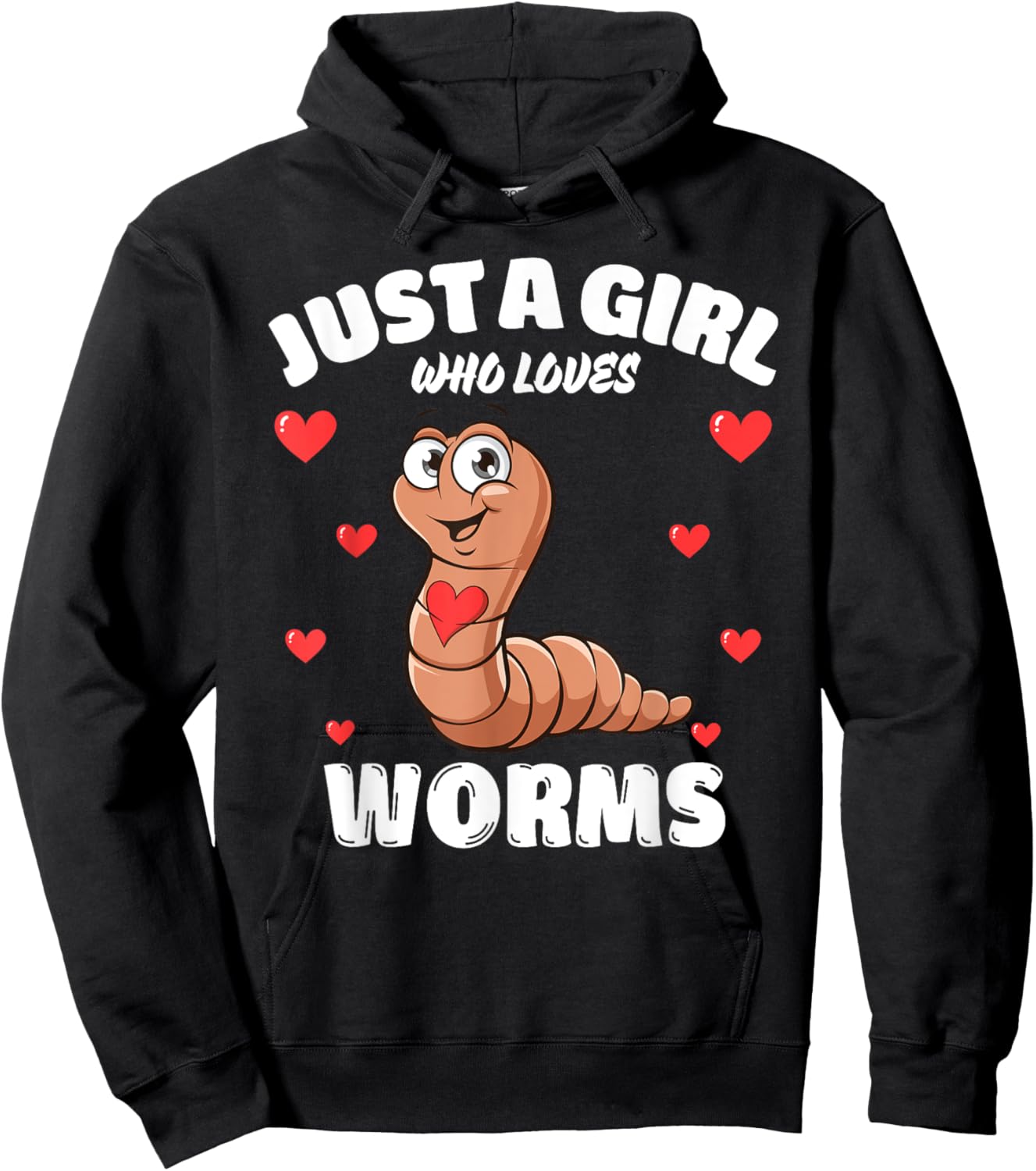 Just A Girl Who Loves Worms, Cute Worm Lovers Hoodie - Hoodie | Black