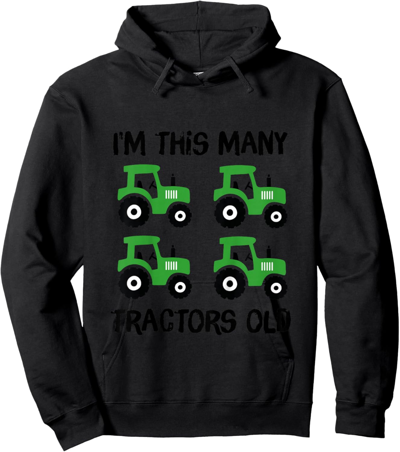 Kids Kids I'm this many Tractors Old Boy 4th Birthday 4 Years Old Hoodie - Hoodie | Black