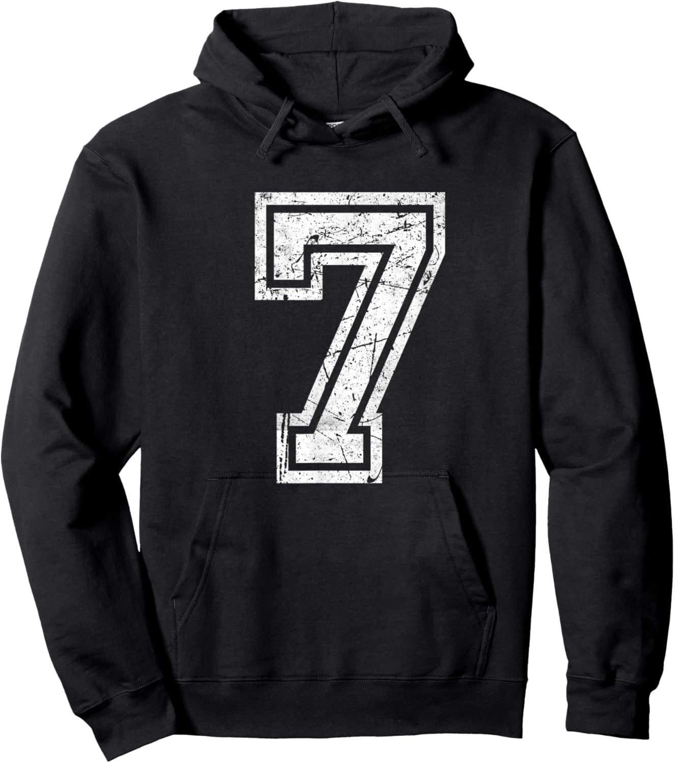 Vintage Number #7 Sport White Varsity Number Hoodie - Hoodie | Black