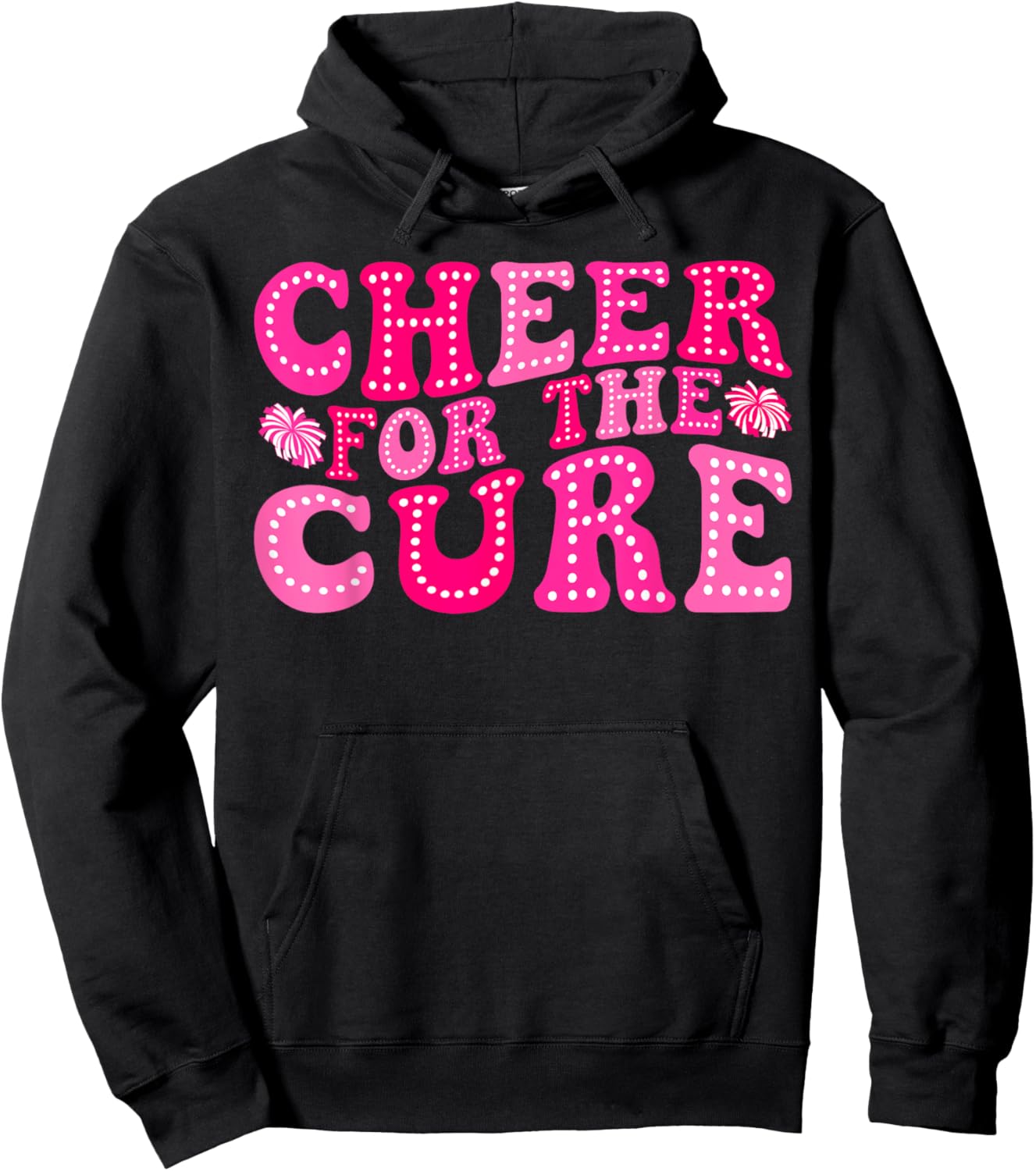 Cheer For The Cure Retro Breast Cancer Awareness Cheerleader Hoodie - Hoodie | Black