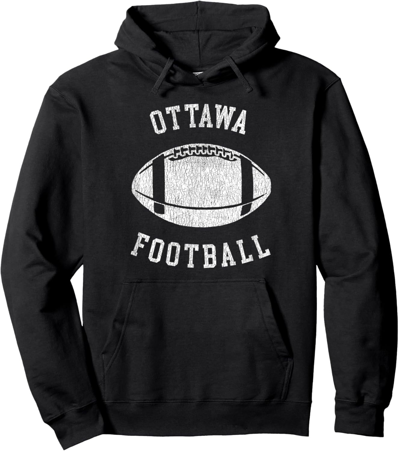 Ottawa Football Distressed Vintage 80's Throwback Classic Hoodie - Hoodie | Black