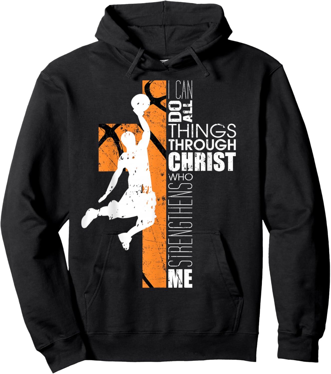 Christian Basketball Religious Bible Verse Philippians 4:13 Hoodie - Hoodie | Black