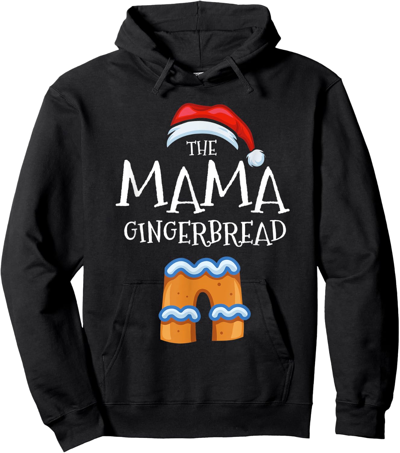 Mama Gingerbread Family Matching Group Christmas Pajama Hoodie - Hoodie | Black