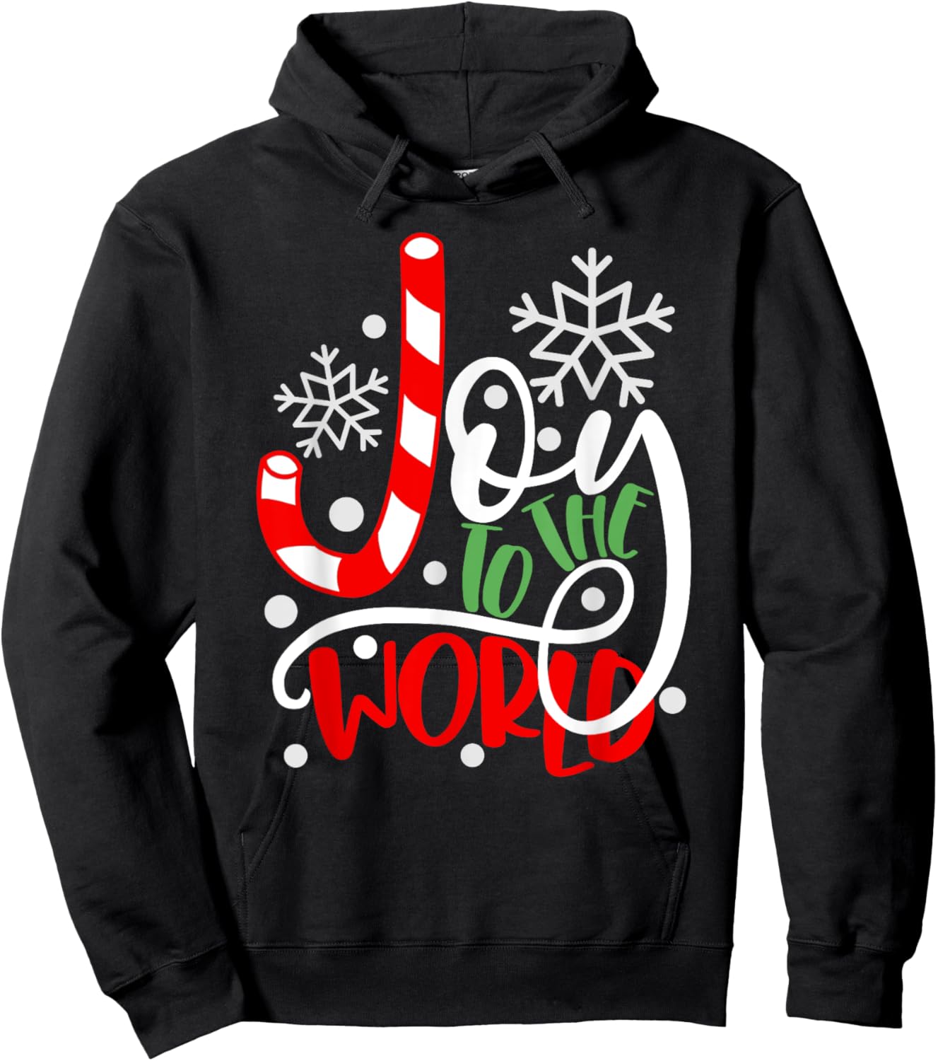 Joy to the World Candy Cane Christmas Hoodie - Hoodie | Black