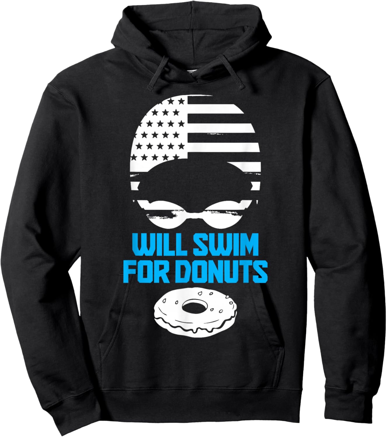 Swimming Will Swim For Donuts Funny Patriotic Swimmer Hoodie - Hoodie | Black