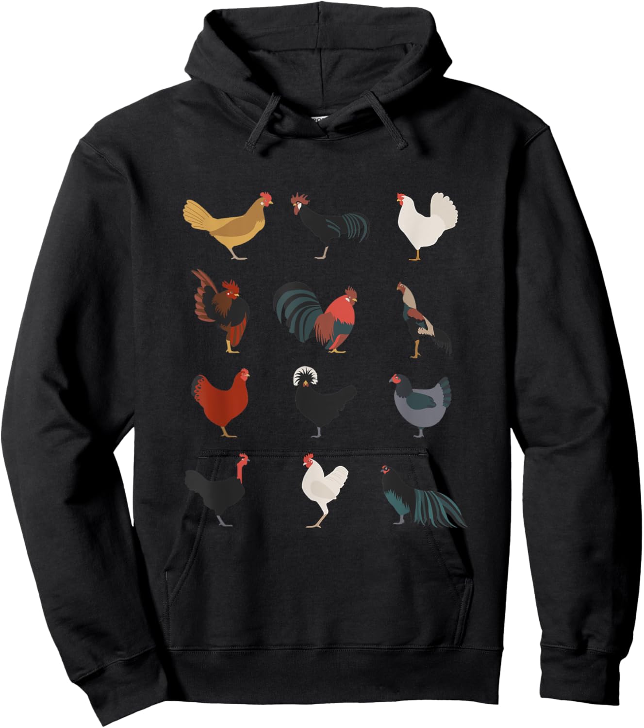 Beautiful Chickens Many Different Chicken Breeds Farming Hoodie - Hoodie | Black