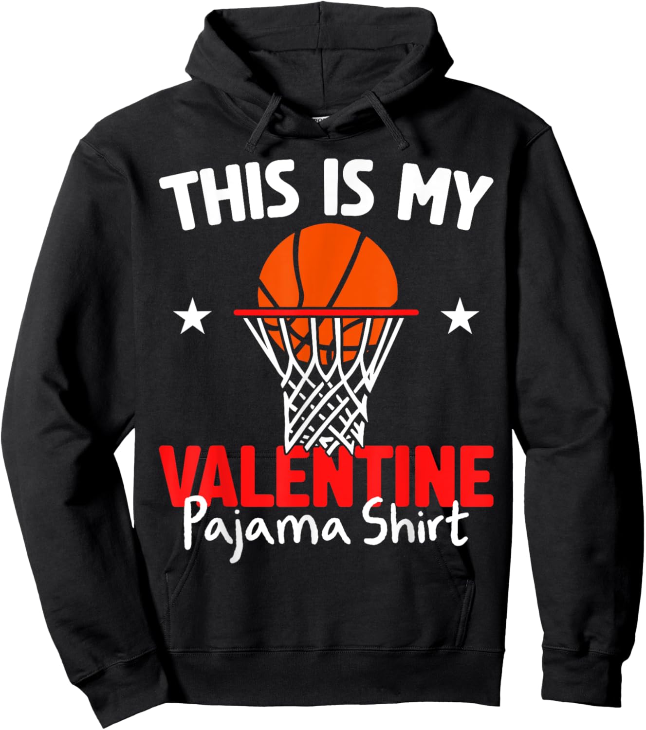 Valentine’s Day Basketball Boys This Is My Valentine Pajama Hoodie - Hoodie | Black