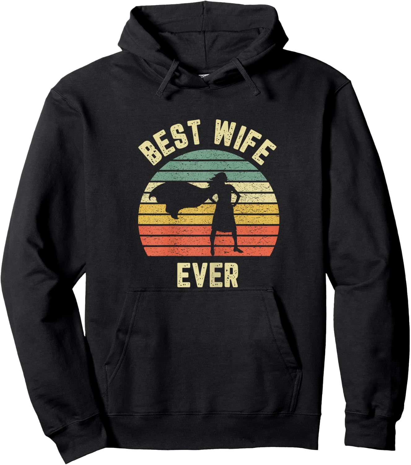 Vintage Best Wife Ever Holiday Gift Superhero Fun Graphic Hoodie - Hoodie | Black