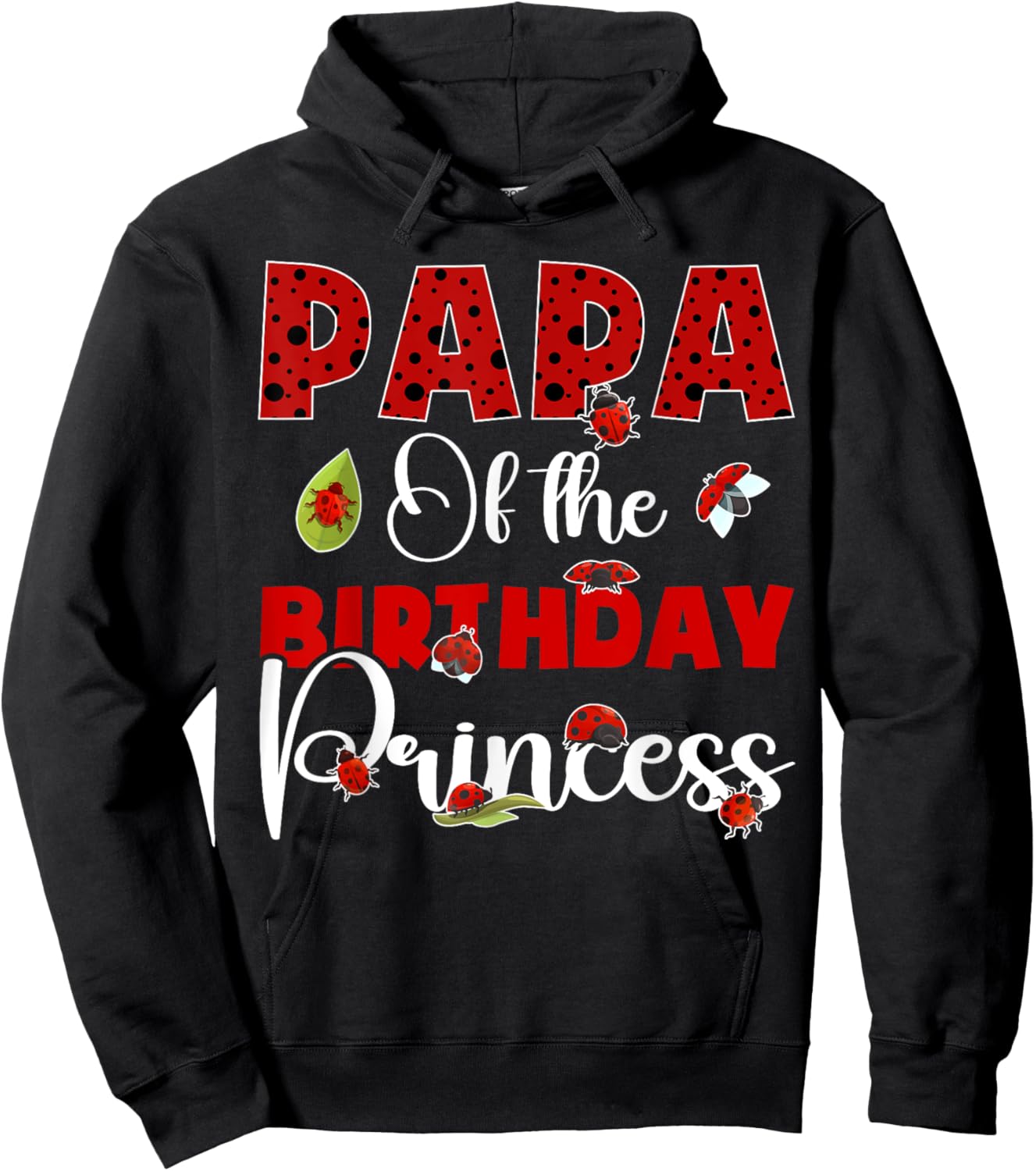 Papa Of The Birthday Ladybug Princess Bday Party Hoodie - Hoodie | Black