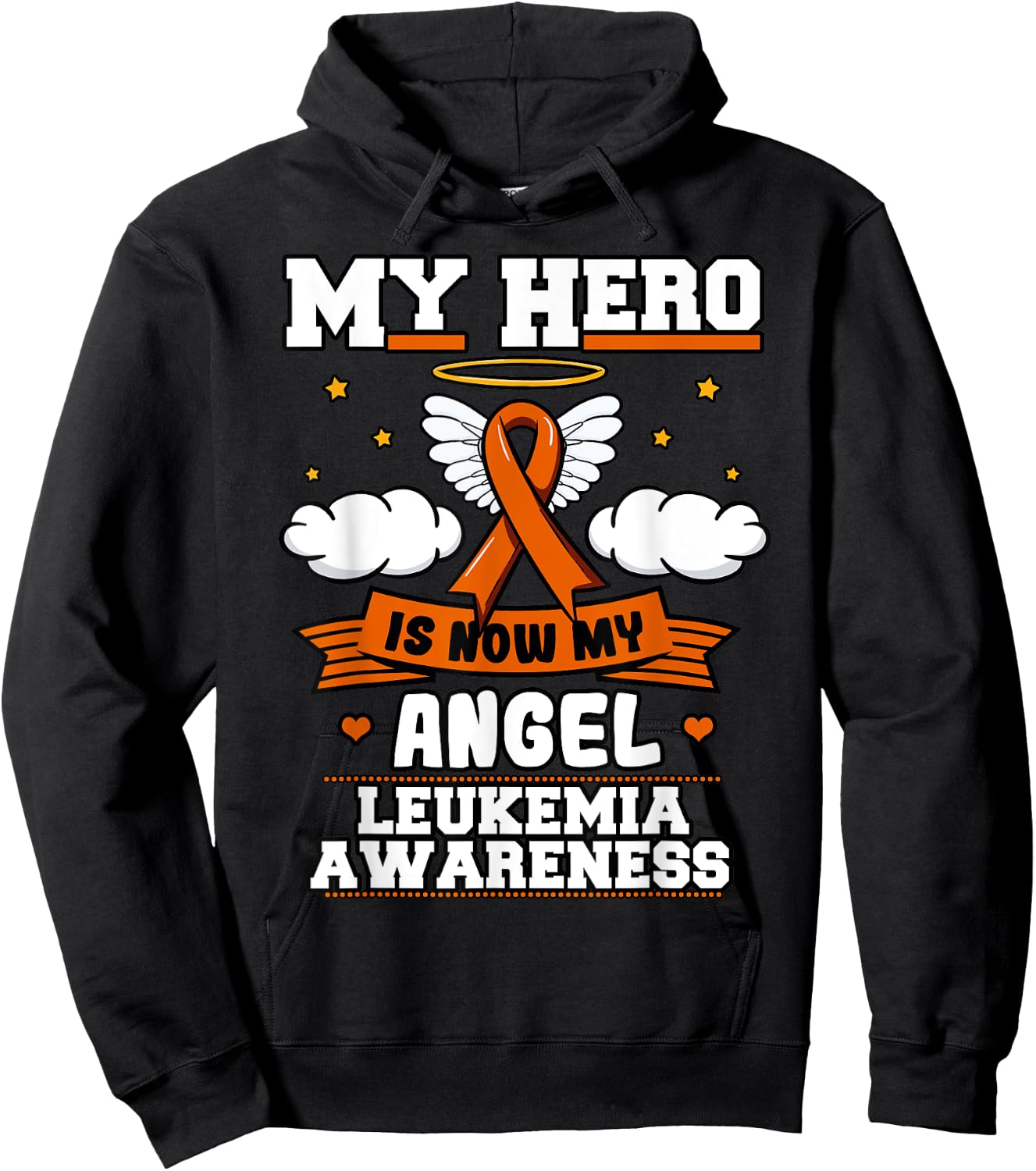 My Hero Is Now My Angel Leukemia Green Ribbon Clouds Hoodie - Hoodie | Black