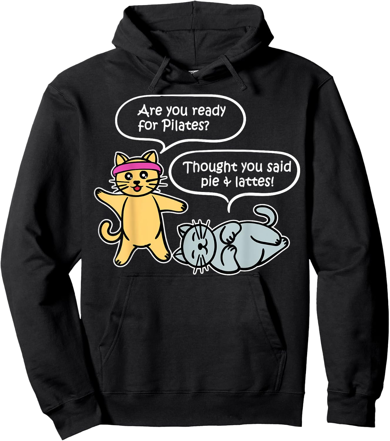 Funny Pilates Yoga Cats Fitness Training Body Workout Hoodie - Hoodie | Black