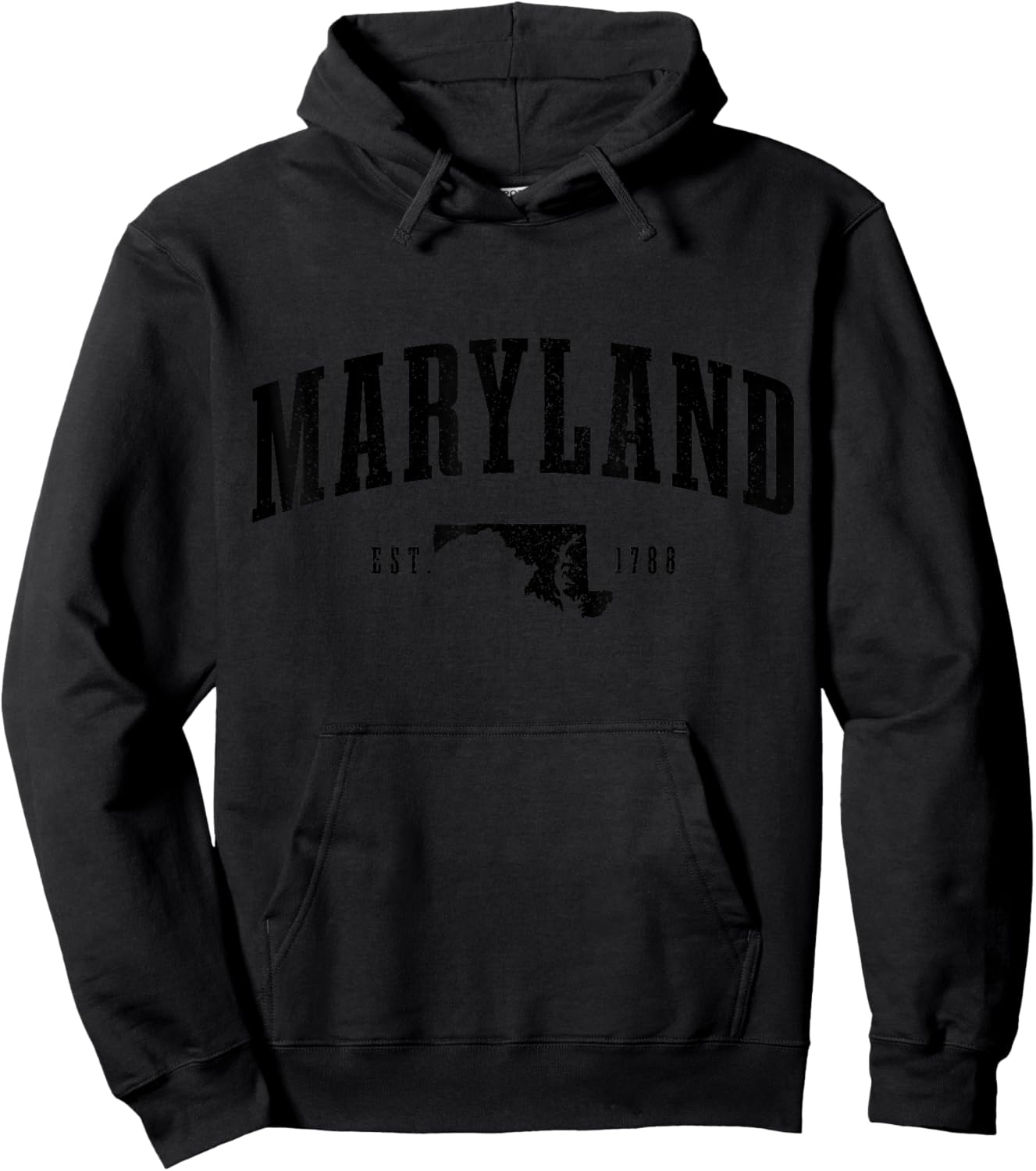 Maryland Vintage Pride State Map Hoodie - Hoodie | Black