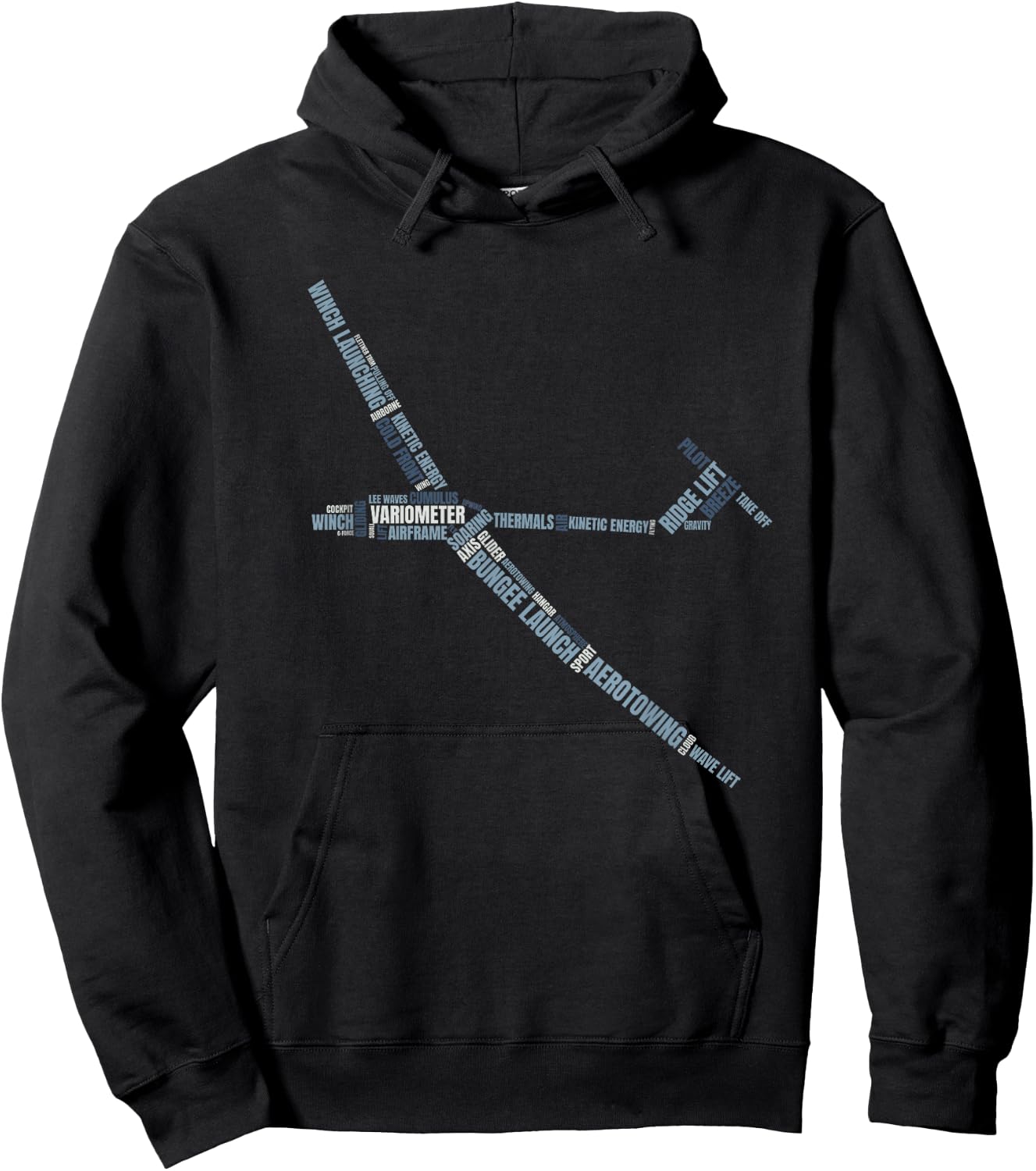 Glider Soaring Technical Terms Gift Pilot Aviator Hoodie - Hoodie | Black