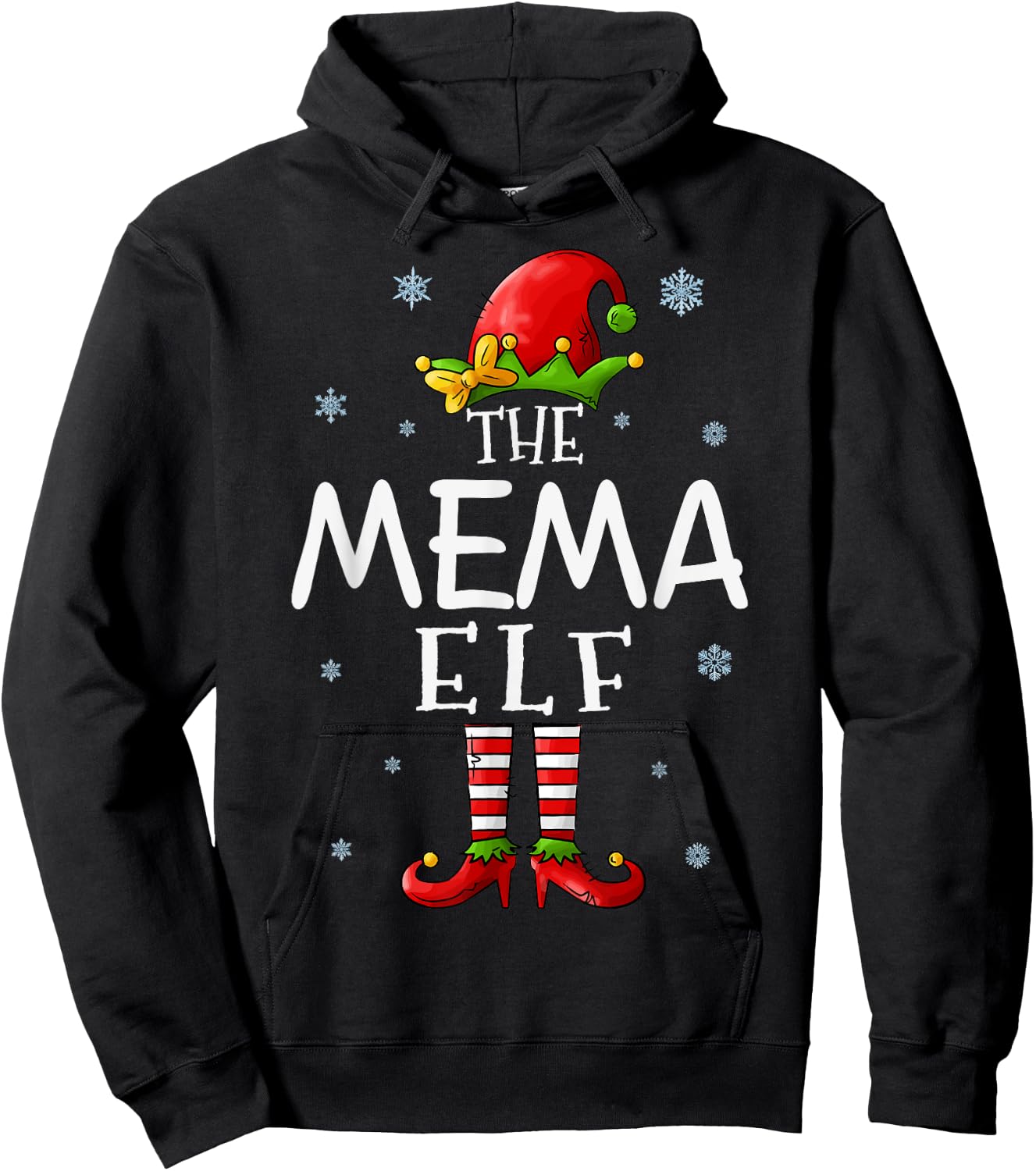 The Mema Elf Funny Grandma Xmas Groupe Matching Christmas Hoodie - Hoodie | Black
