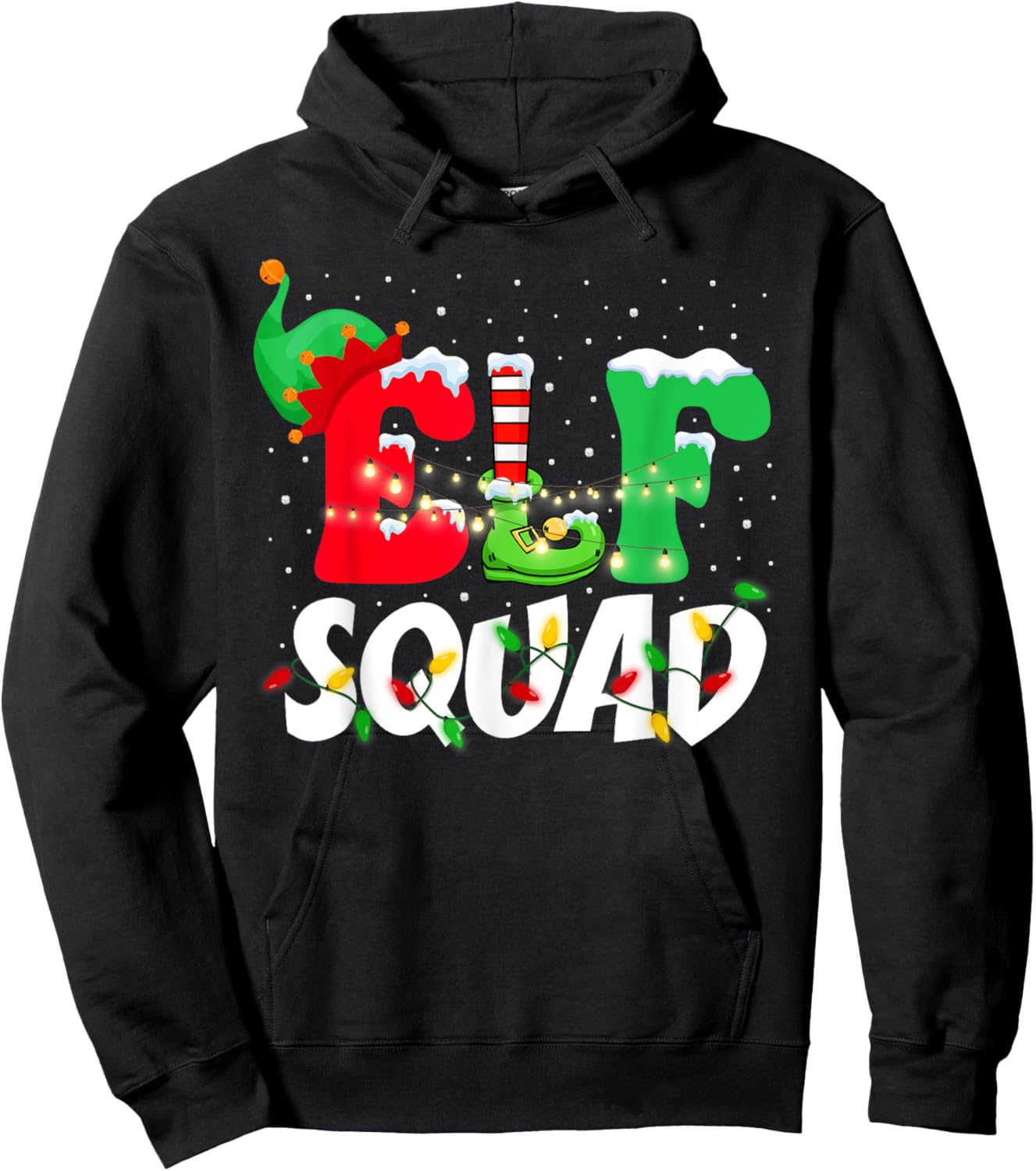 Elf Family Christmas Matching Pajamas XMas Shirt, Elf Squad Hoodie - Hoodie | Black
