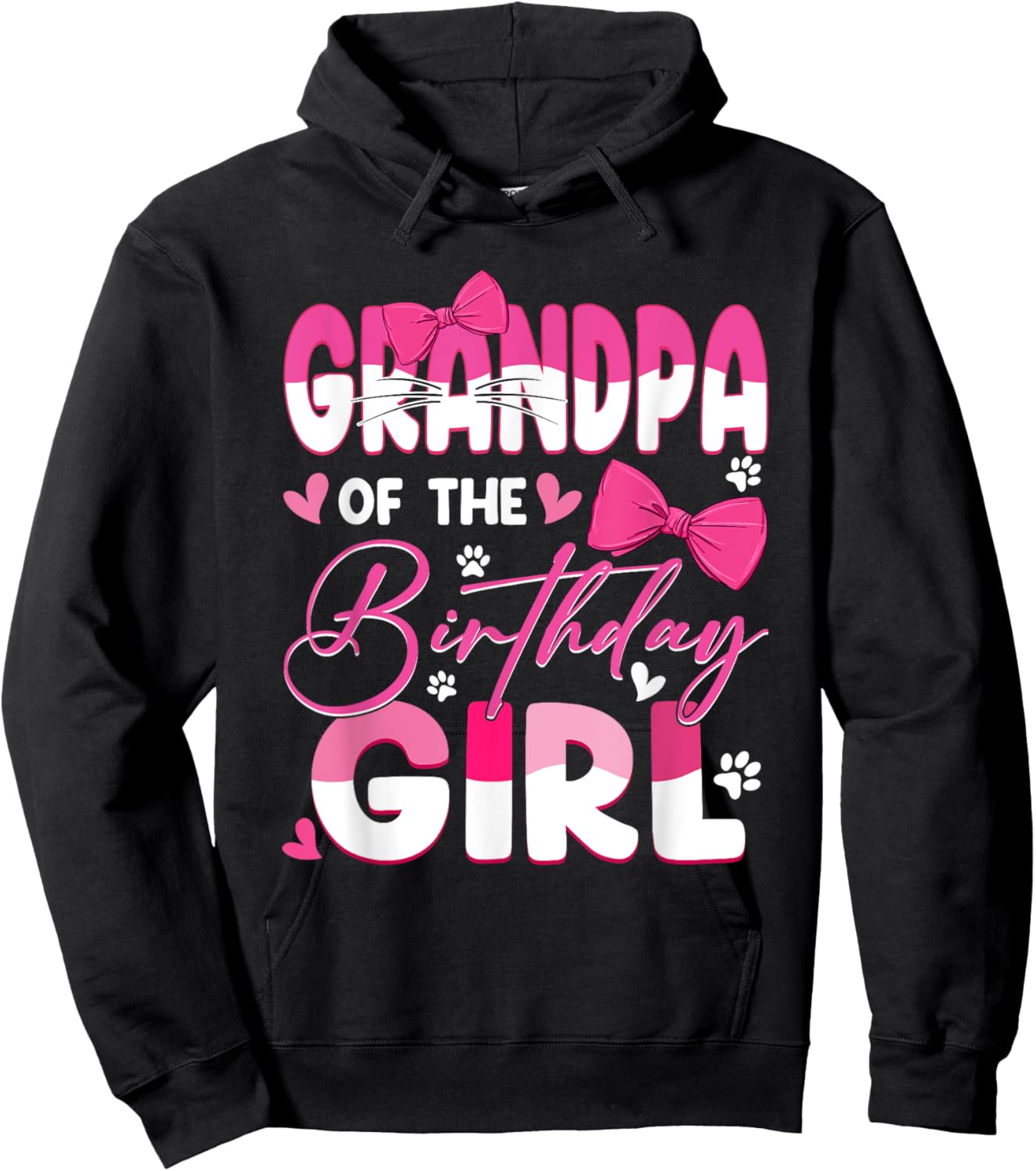 Grandpa Of The Birthday Girl Cat Kitty Family Matching Hoodie - Hoodie | Black