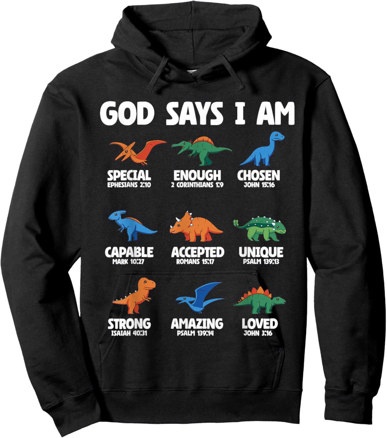 God Says I Am Dinosaur Lover Kids Boys Christian Hoodie - Hoodie | Black