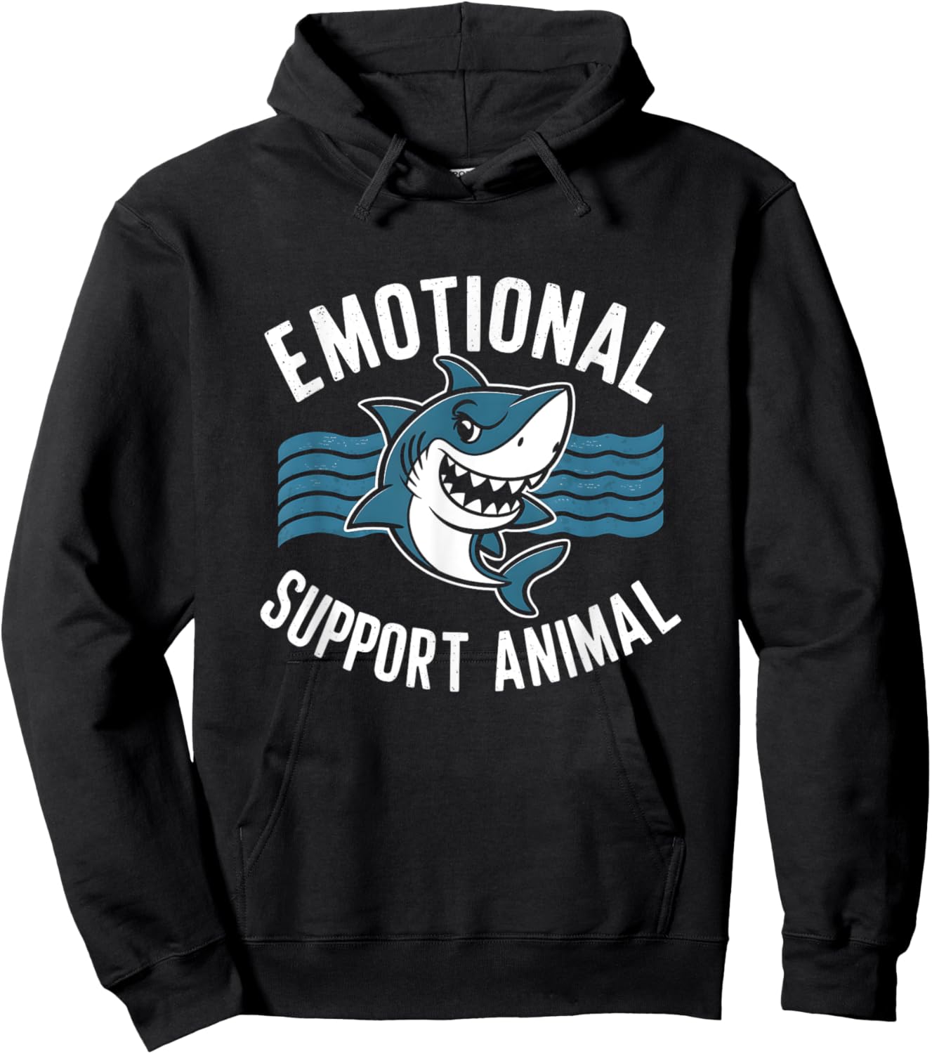Emotional-Support Animal Funny Scary Shark Pun Humor Shark Hoodie - Hoodie | Black