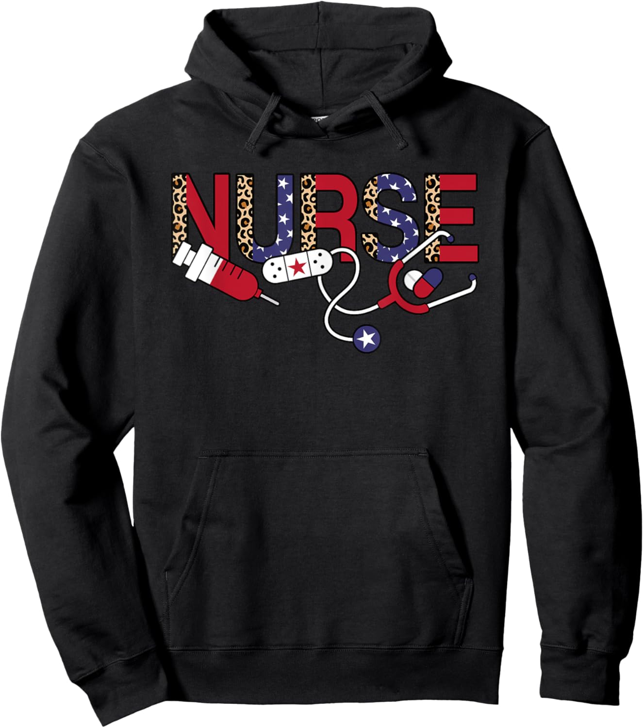 4th Of July Patriotic Nurse American Flag USA Nursing Women Hoodie - Hoodie | Black