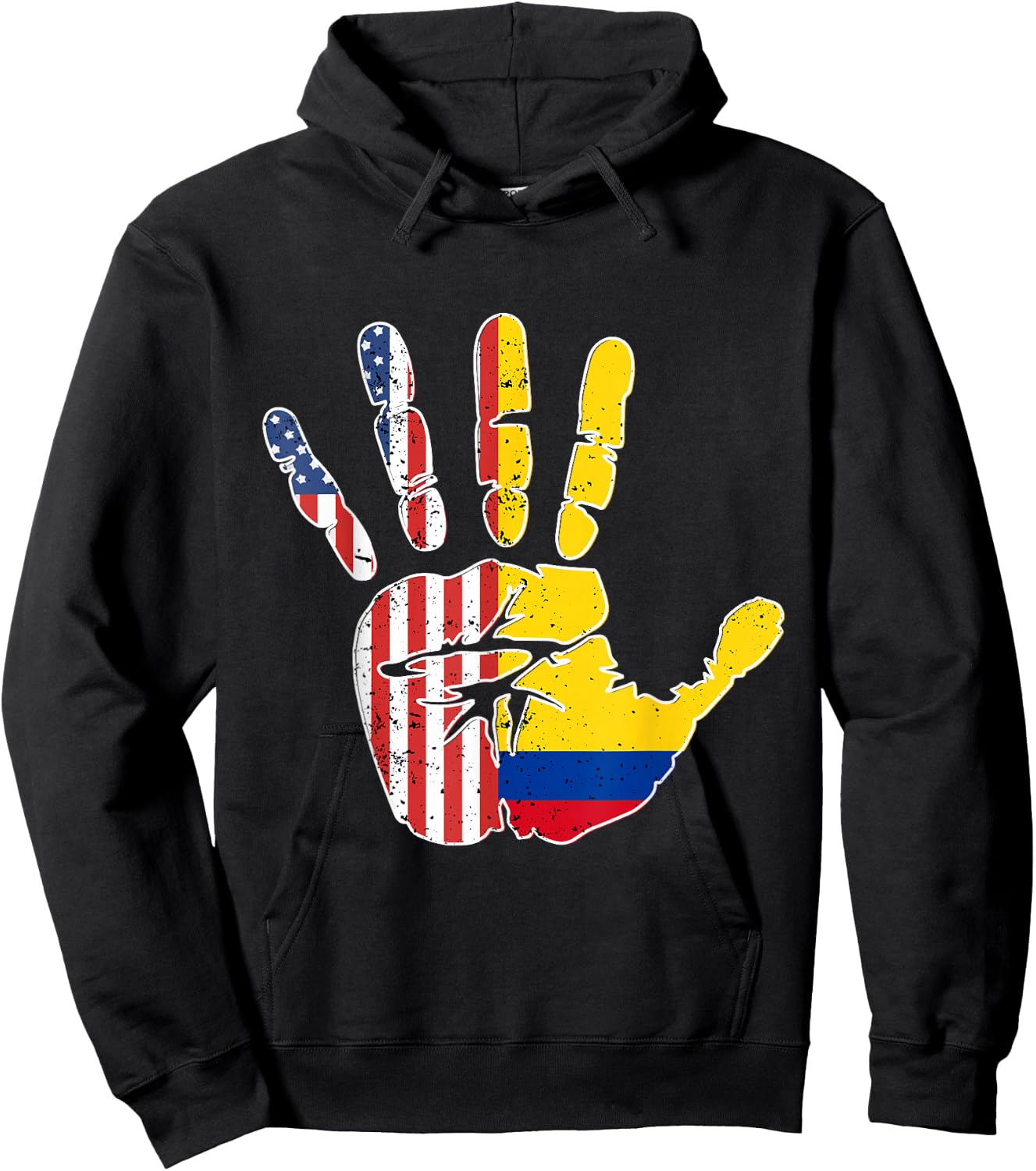 US Colombia Handprint Flag Proud Colombian American Heritage Hoodie - Hoodie | Black