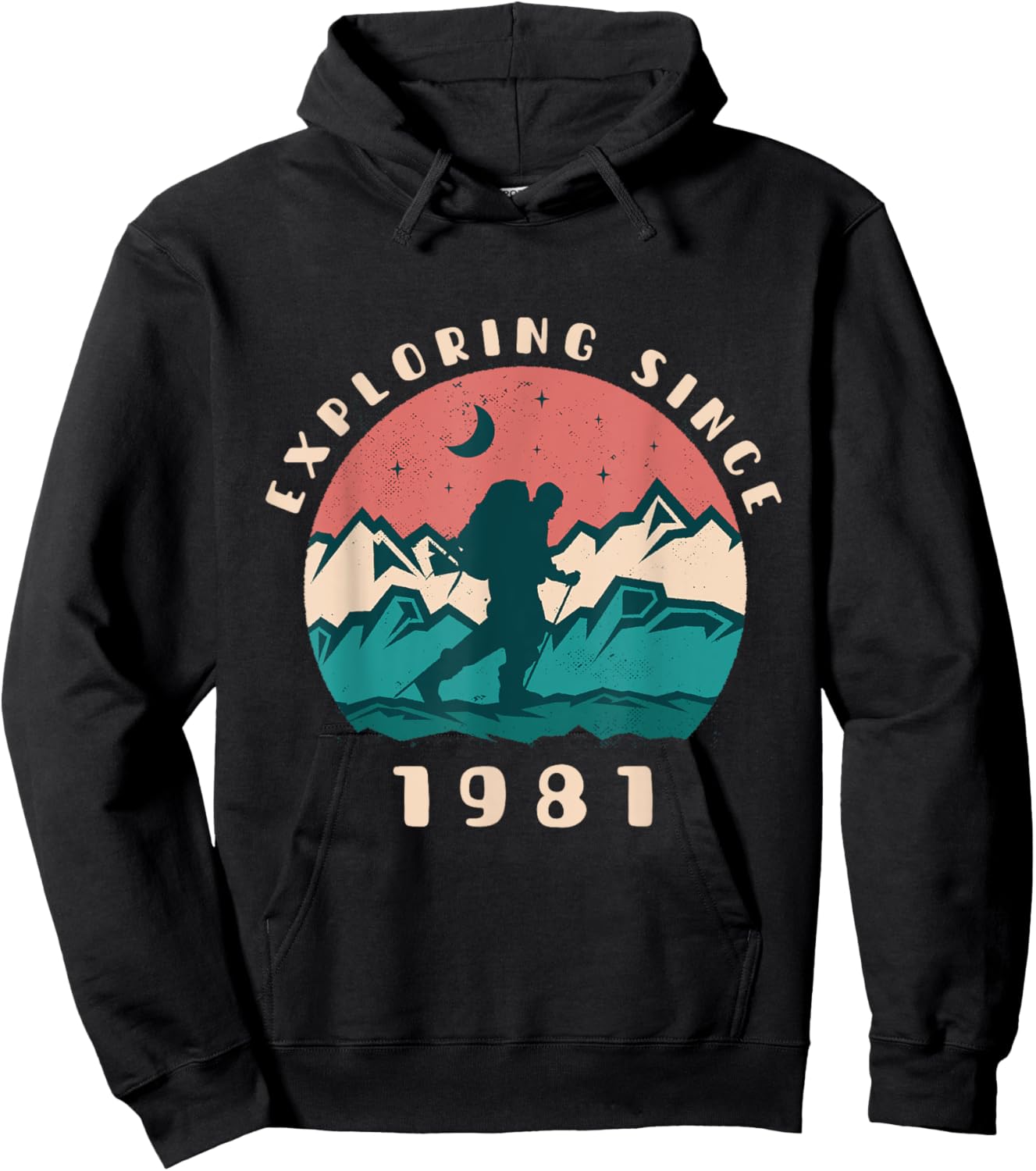 Exploring Since 1981 - Vintage Birthday Hiking Travel Lover Hoodie - Hoodie | Black