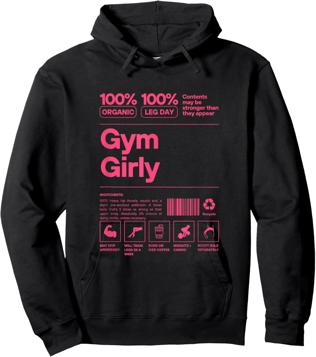 100% Organic Gym Girly - Muscle Mommy Ingredients Pump Cover Hoodie - Hoodie | Black