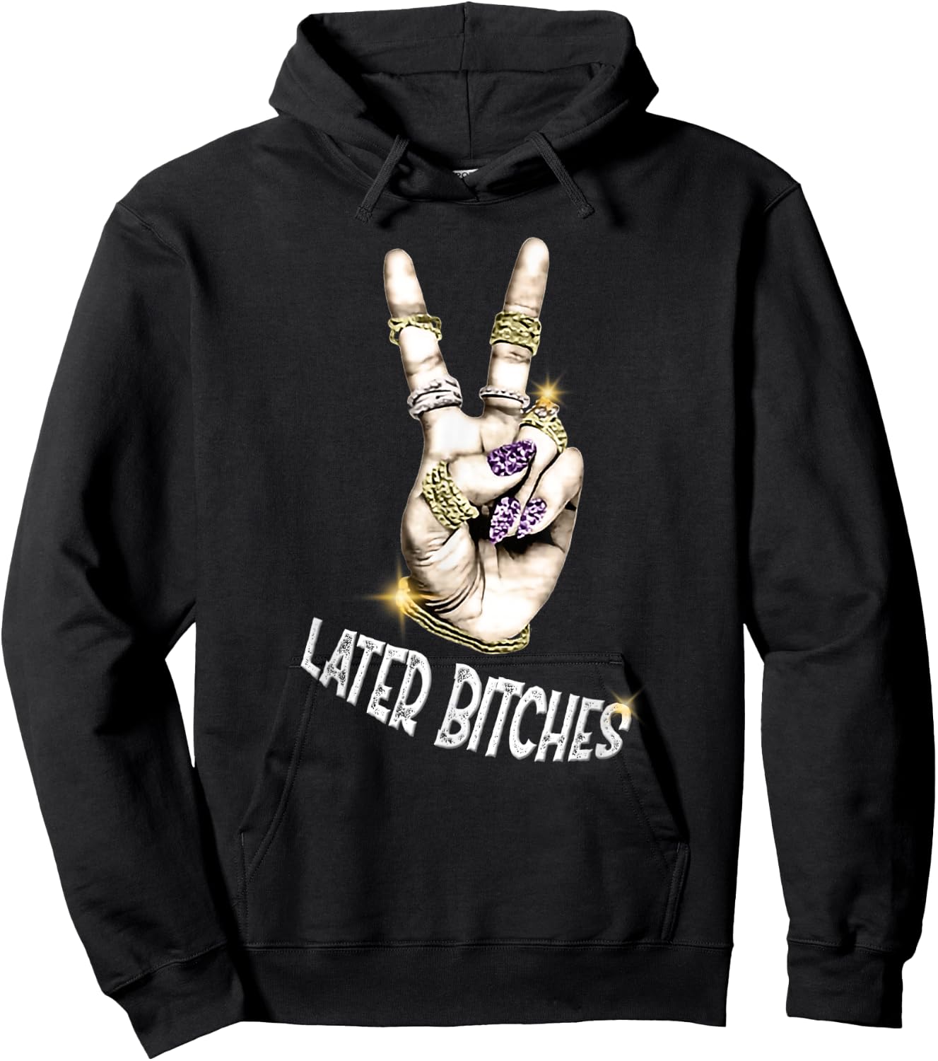 Later Bitches with peace sign graphic Hoodie - Hoodie | Black
