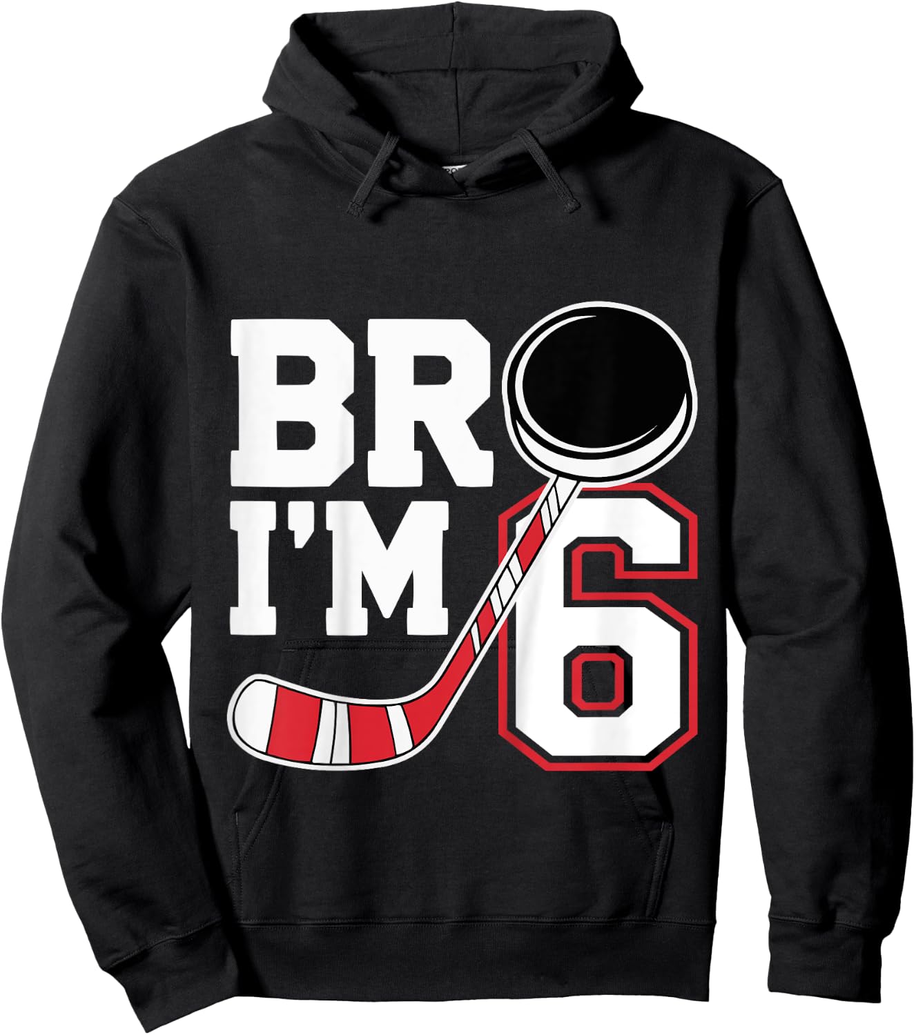 Kids Six Years Old 6th Birthday Hockey Player Birthday Hoodie - Hoodie | Black