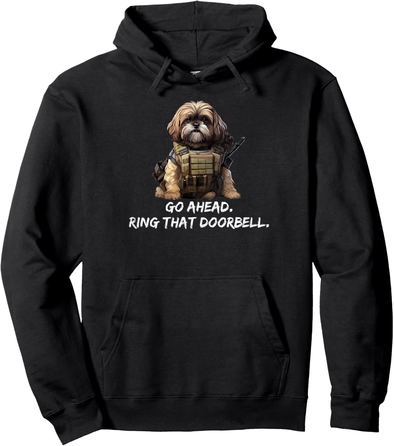 Funny Shih Tzu Dog Dad Shirt Ring That Doorbell Funny Dog Hoodie - Hoodie | Black