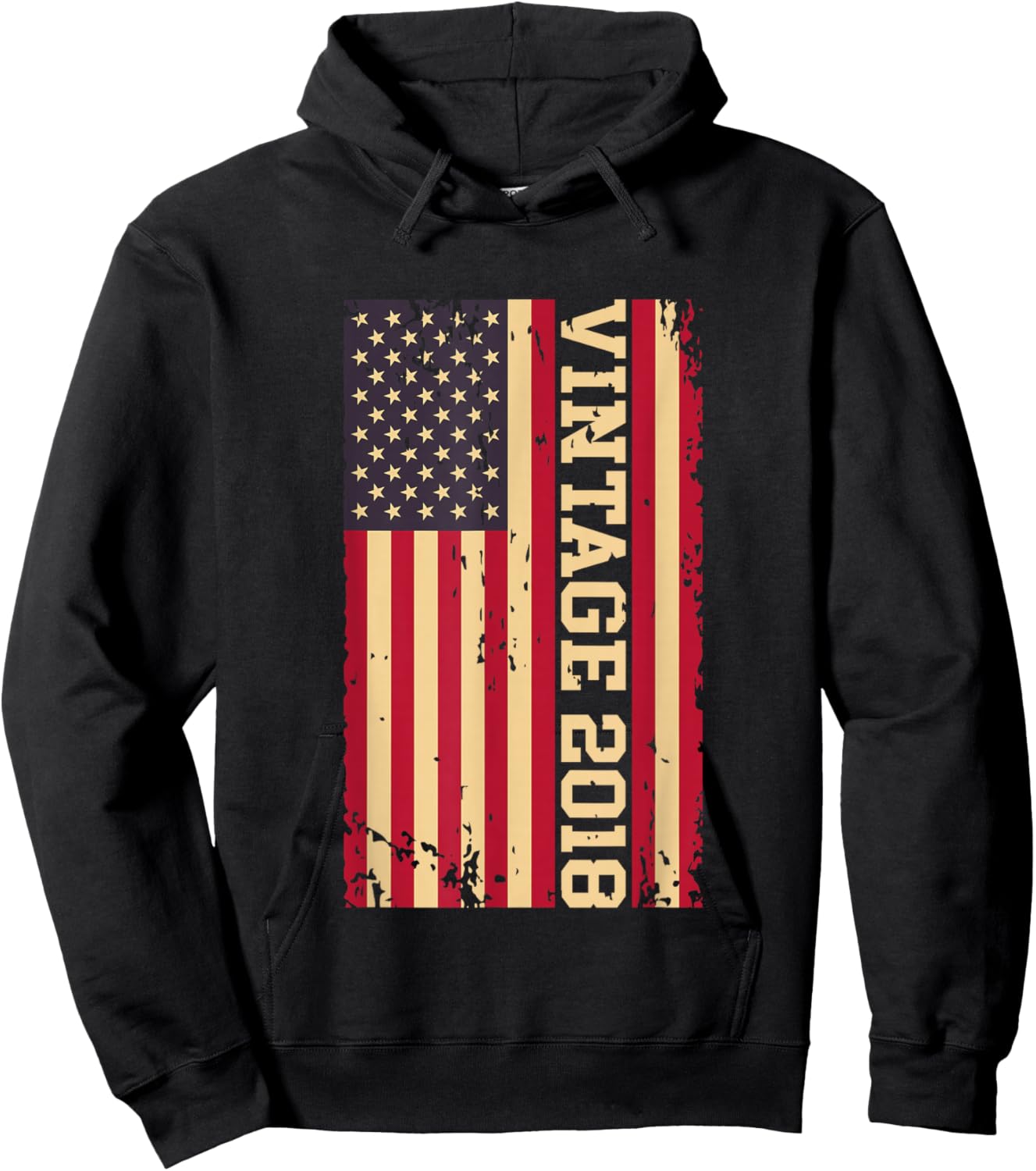 2018 Vintage 8th Birthday 8 Years Old American USA Flag Hoodie - Hoodie | Black