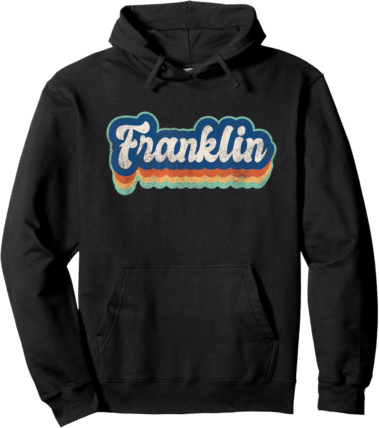 Franklin First Name Boy Vintage Style 70s 80s Personalized Hoodie - Hoodie | Black