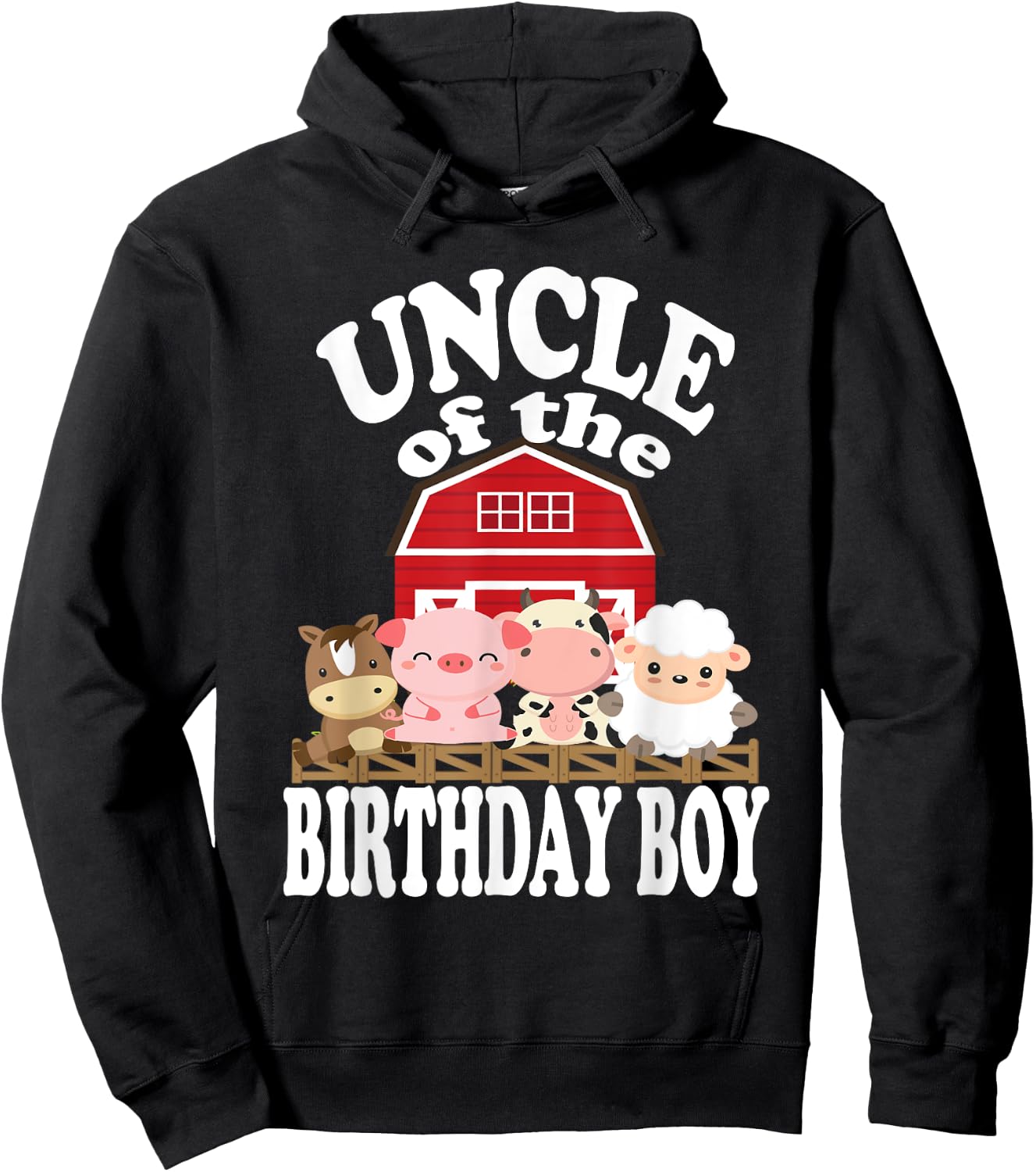 Uncle Of The Birthday Boy Farming Animals B-day Party Hoodie - Hoodie | Black