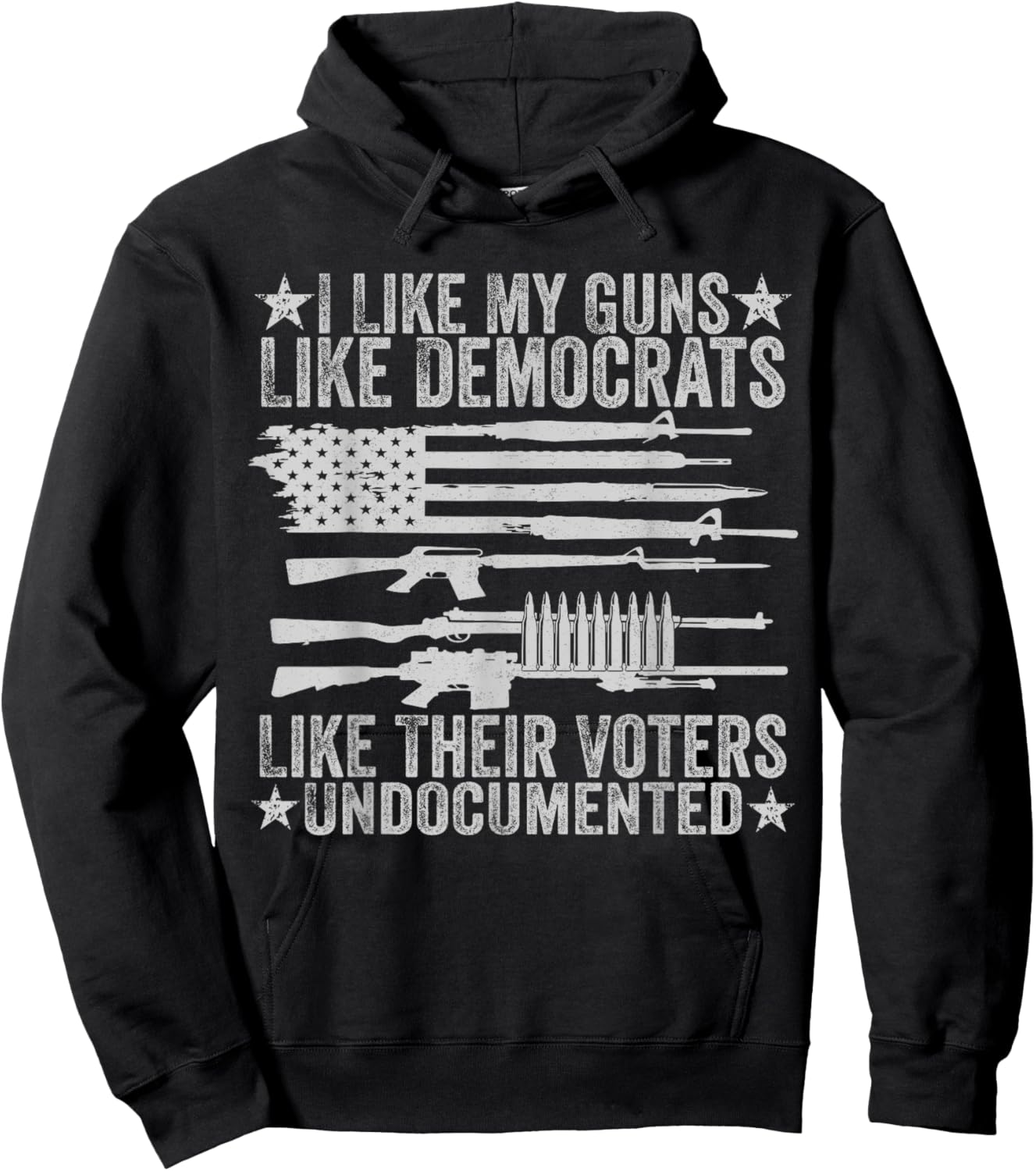 USA Flag I Like My Guns Like Democrats Like Their Voters Men Hoodie - Hoodie | Black