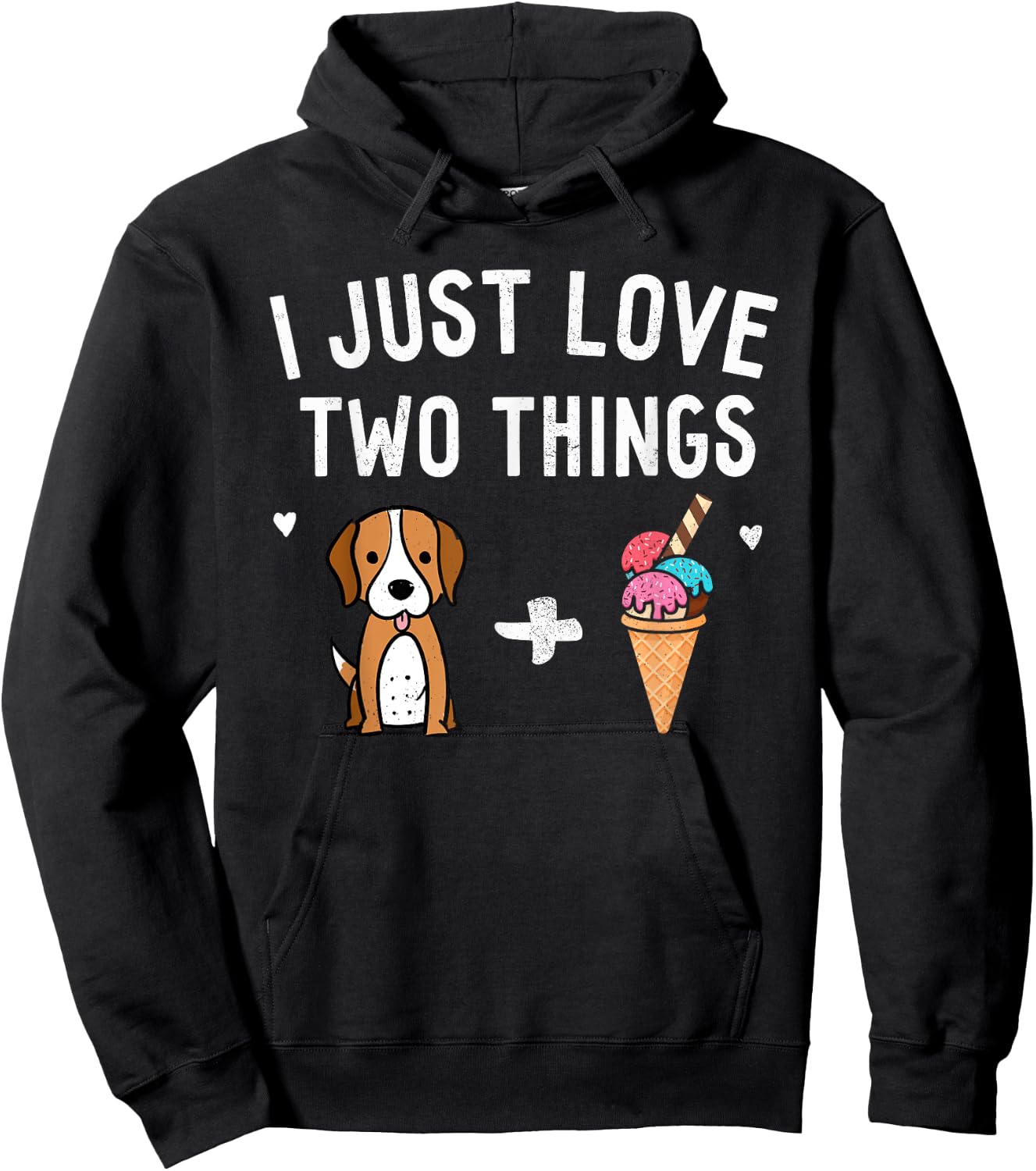 I Just Love Two Things Beagle and Ice Cream Shirt Dog Lover Women Girls Kids Hoodie - Hoodie | Black
