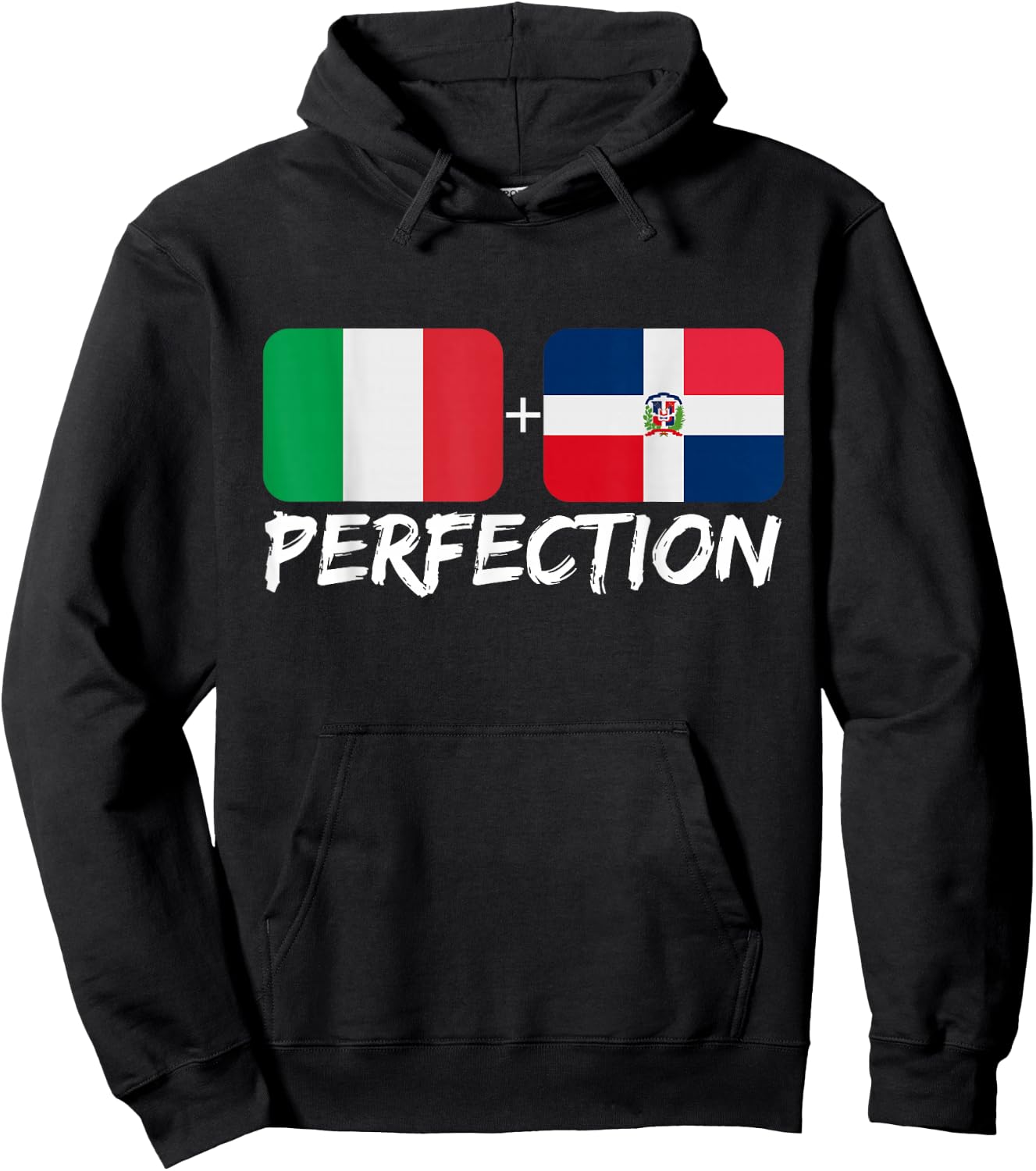 Italian Plus Dominican Perfection Heritage Flag Hoodie - Hoodie | Black