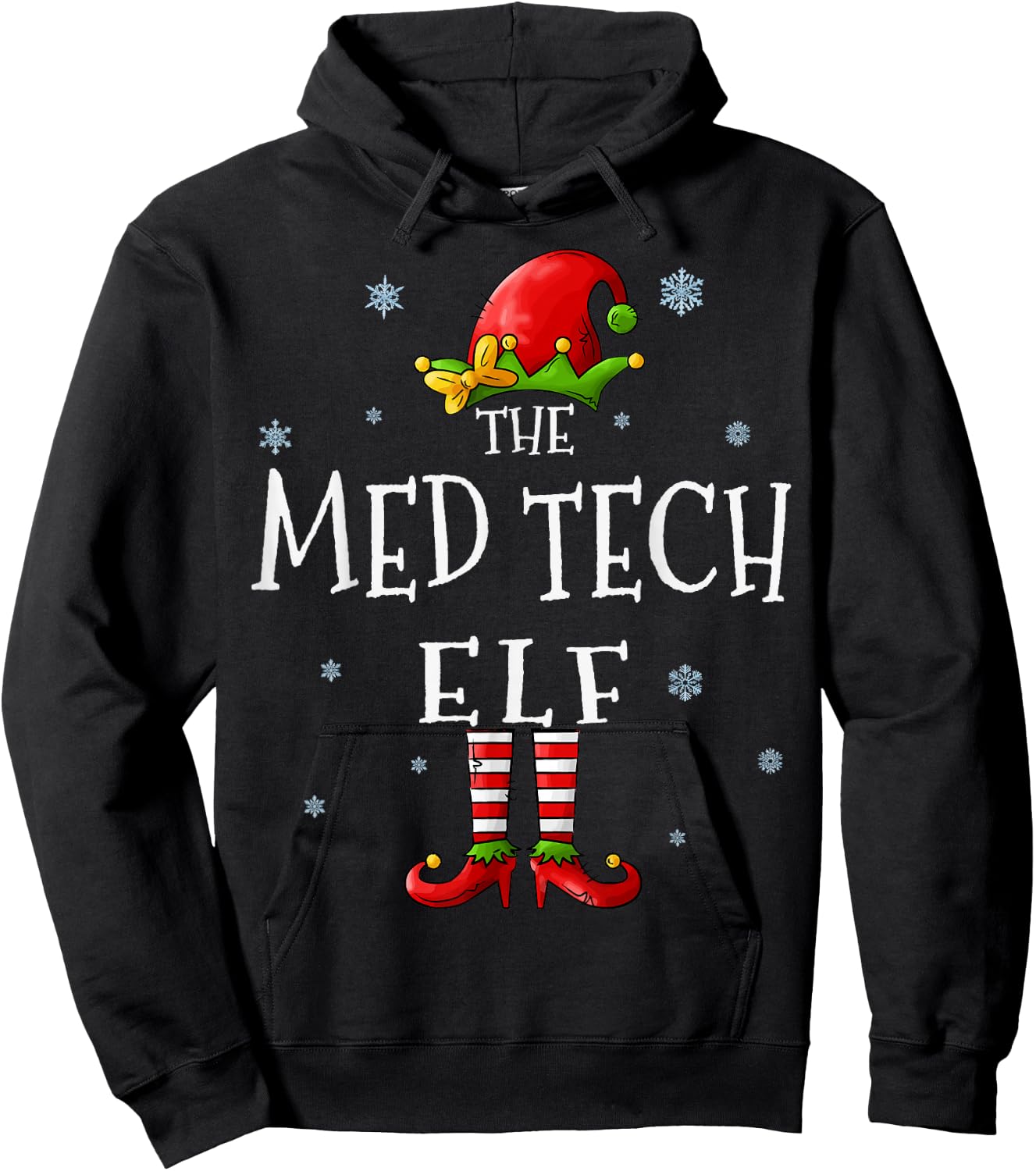 The Med Tech Elf Squad Funny Xmas Groupe Matching Christmas Hoodie - Hoodie | Black