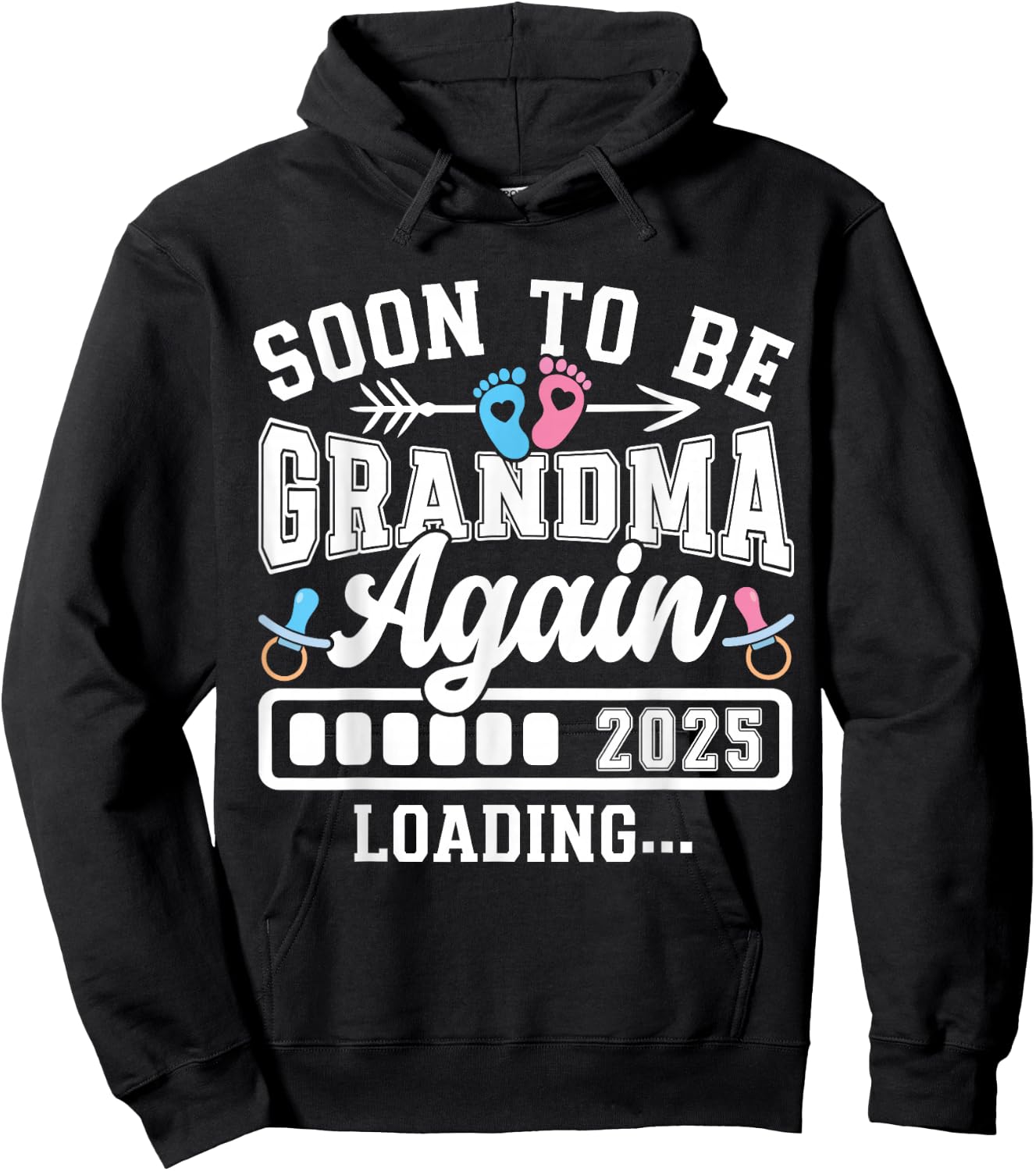 Soon to Be Grandma Again 2025 Loading Pregnancy Announcement Hoodie - Hoodie | Black