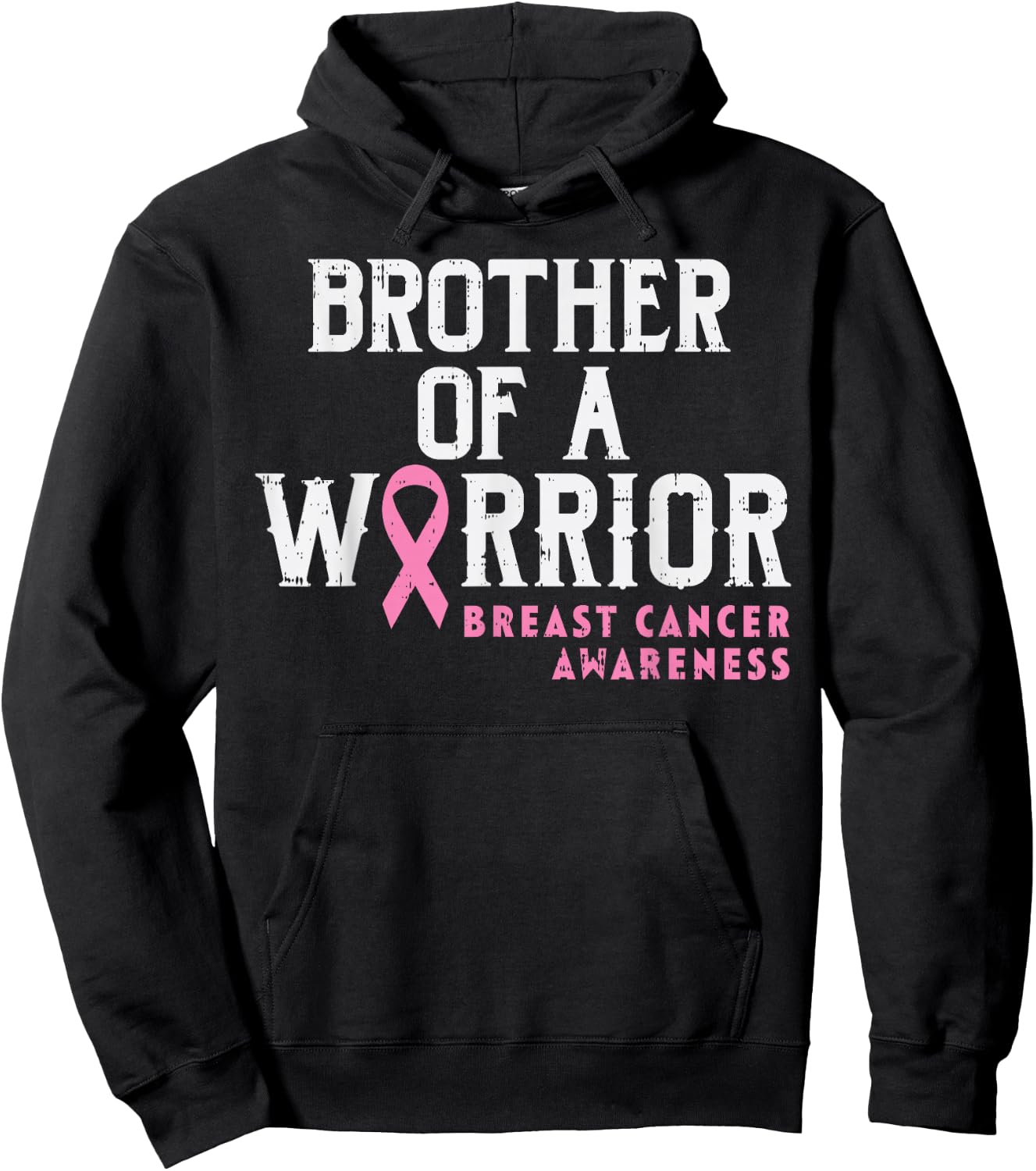 Brother Of A Warrior Breast Cancer Awareness Support Sibling Hoodie - Hoodie | Black