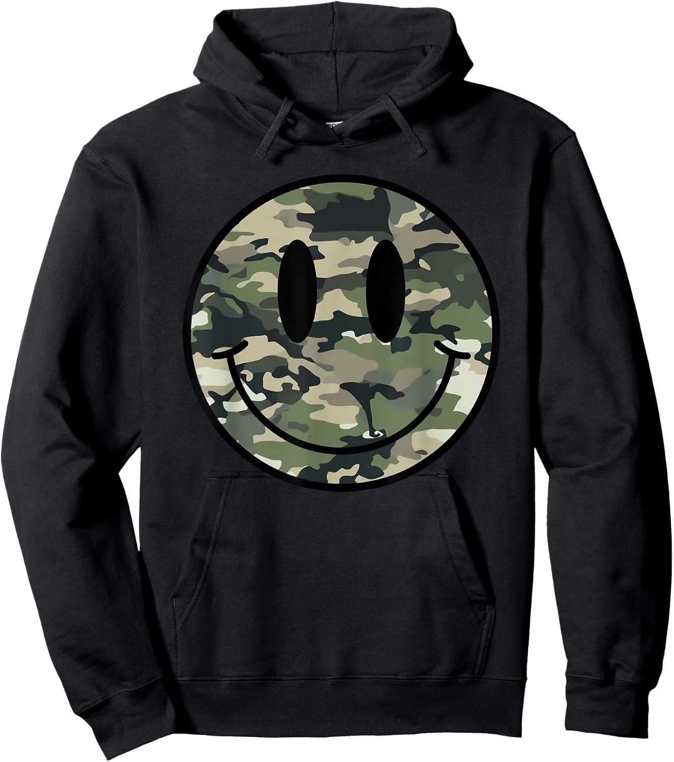 Camouflage Old Camo Happy Face Hoodie - Hoodie | Black