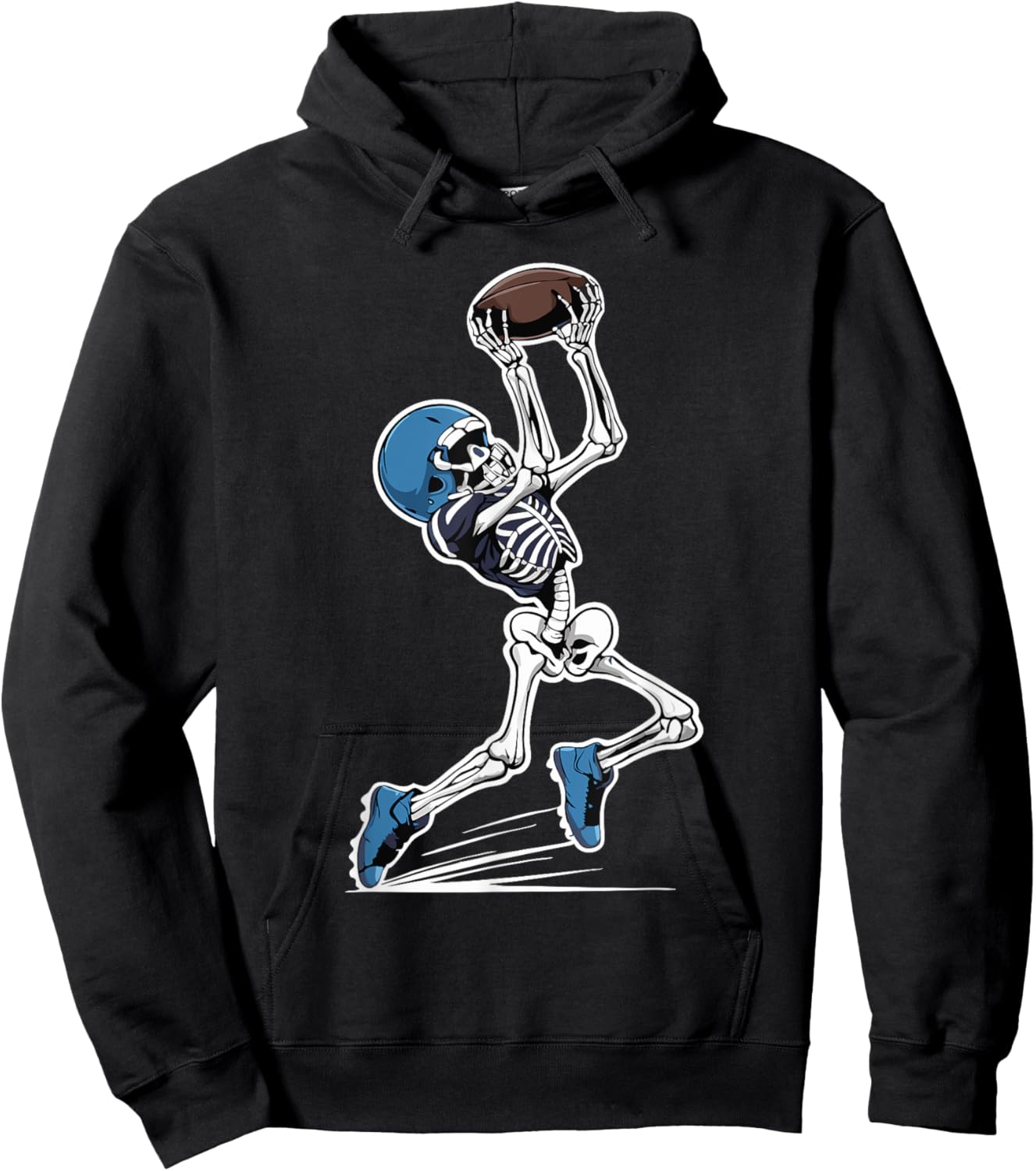 Skeleton Football Halloween Men Boys Women Football Fan Hoodie - Hoodie | Black