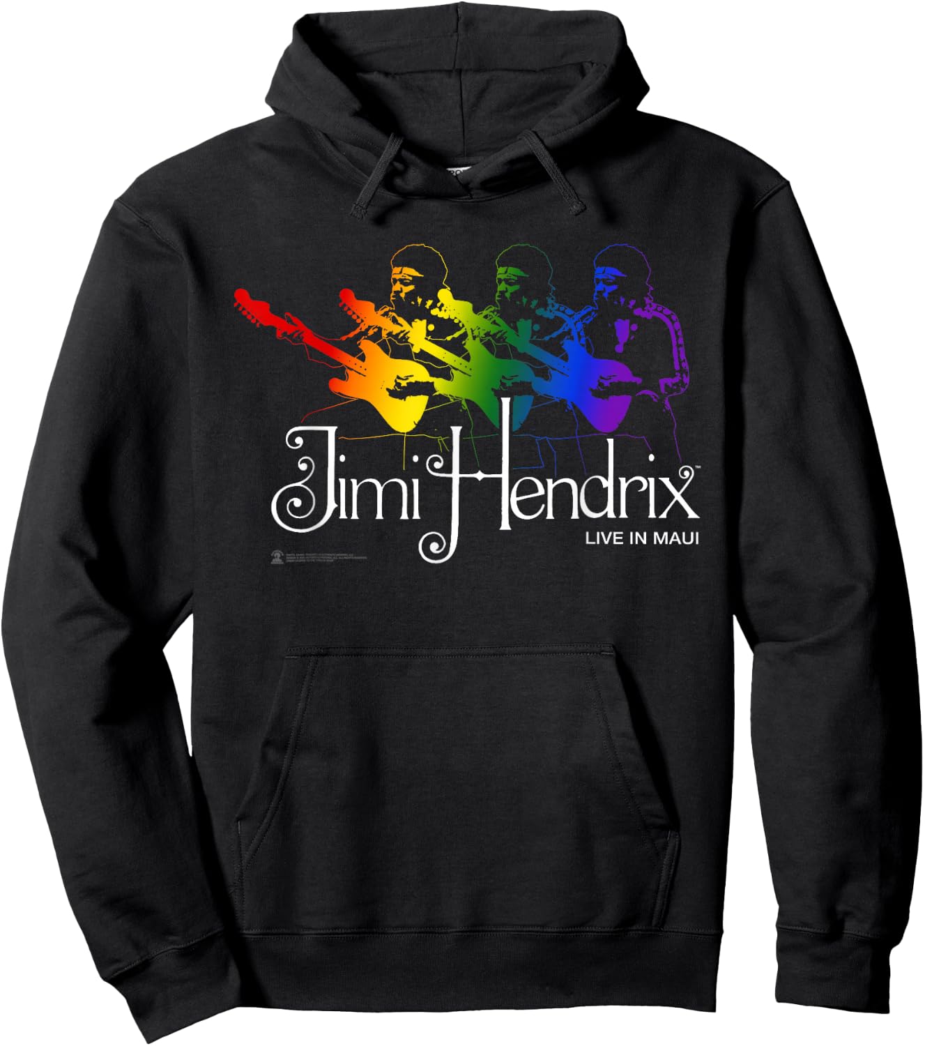 Jimi Hendrix Official Live in Maui Rainbow Guitar Hoodie - Hoodie | Black
