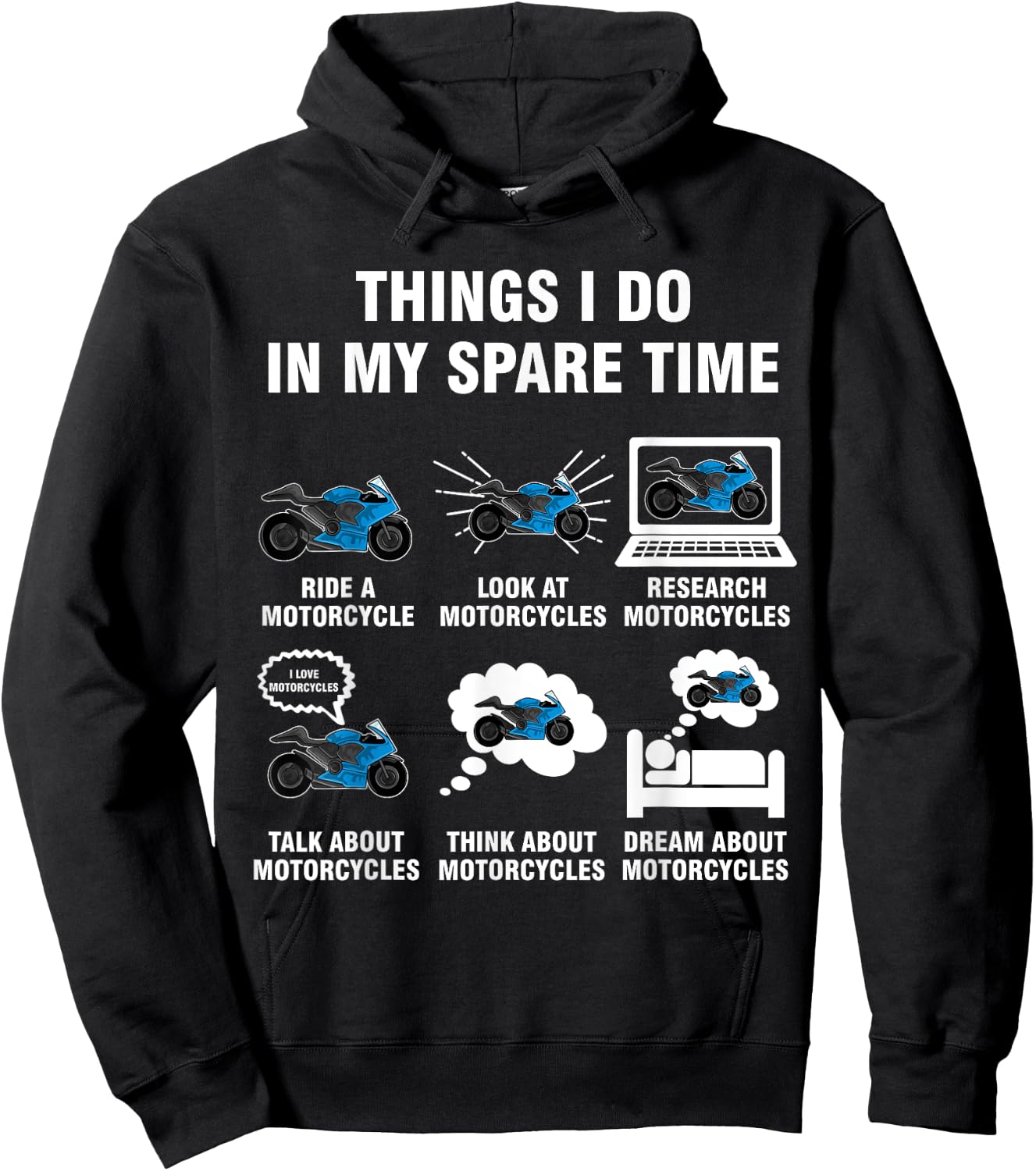 6 Things I Do In My Spare Time - Motorcycles Hoodie - Hoodie | Black