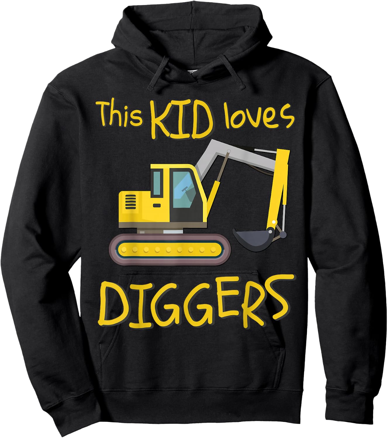 This Kid Loves Diggers Tractor Excavator Bulldozer Machine Hoodie - Hoodie | Black