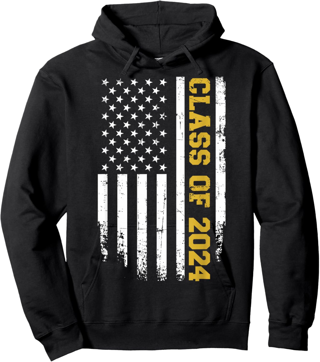 Class of 2024 graduation us vintage flag Hoodie - Hoodie | Black